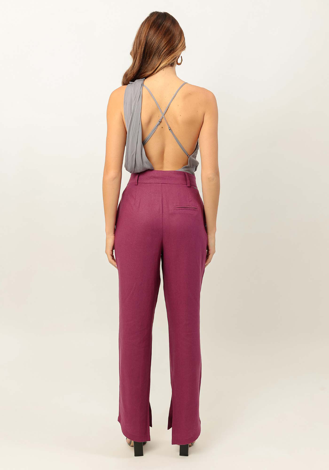 Cal&ccedil;a Alfaiataria em Linho com Barra Assim&eacute;trica, , large.