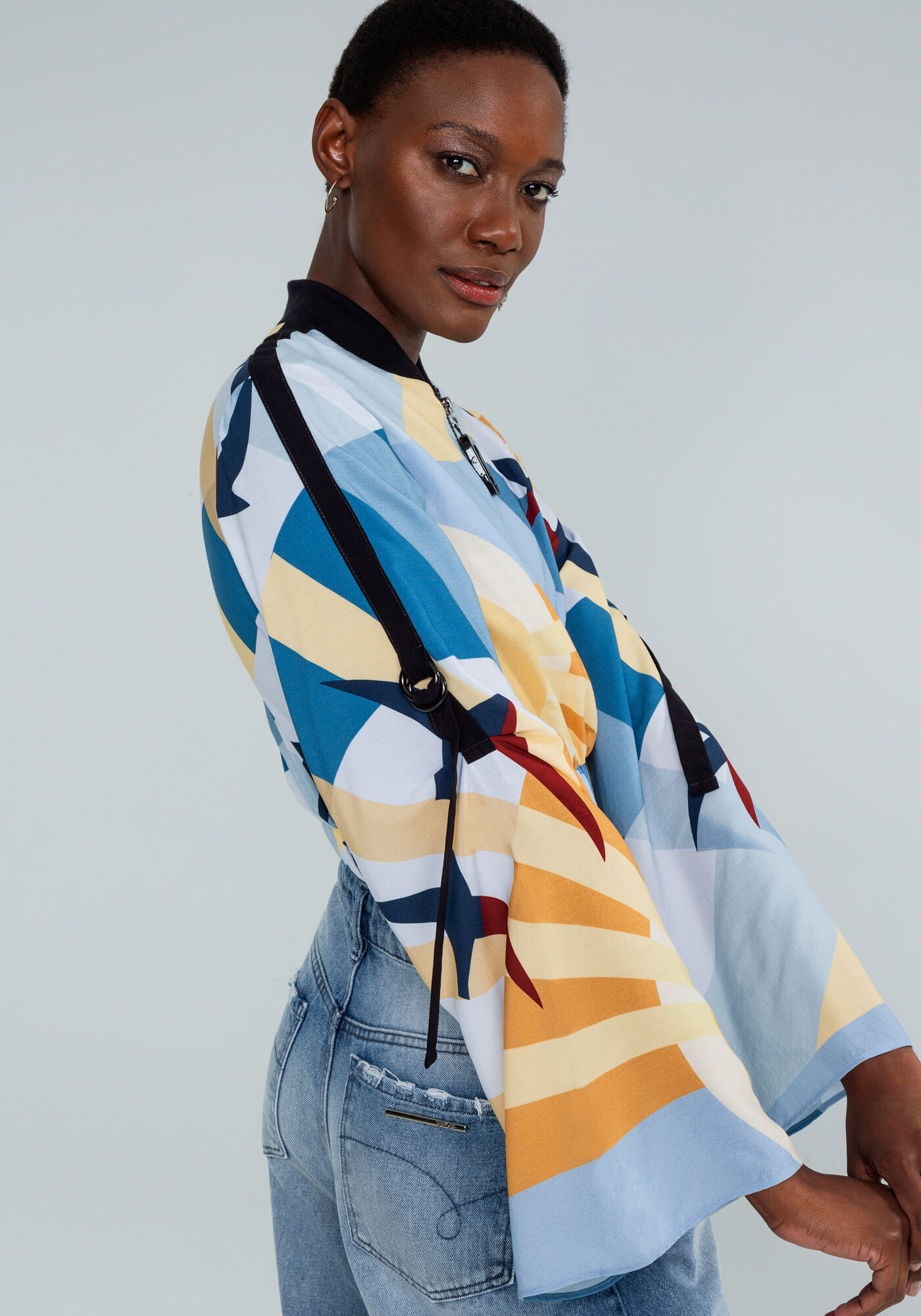 Blusa Cropped Manga Sino Estampa, , large.