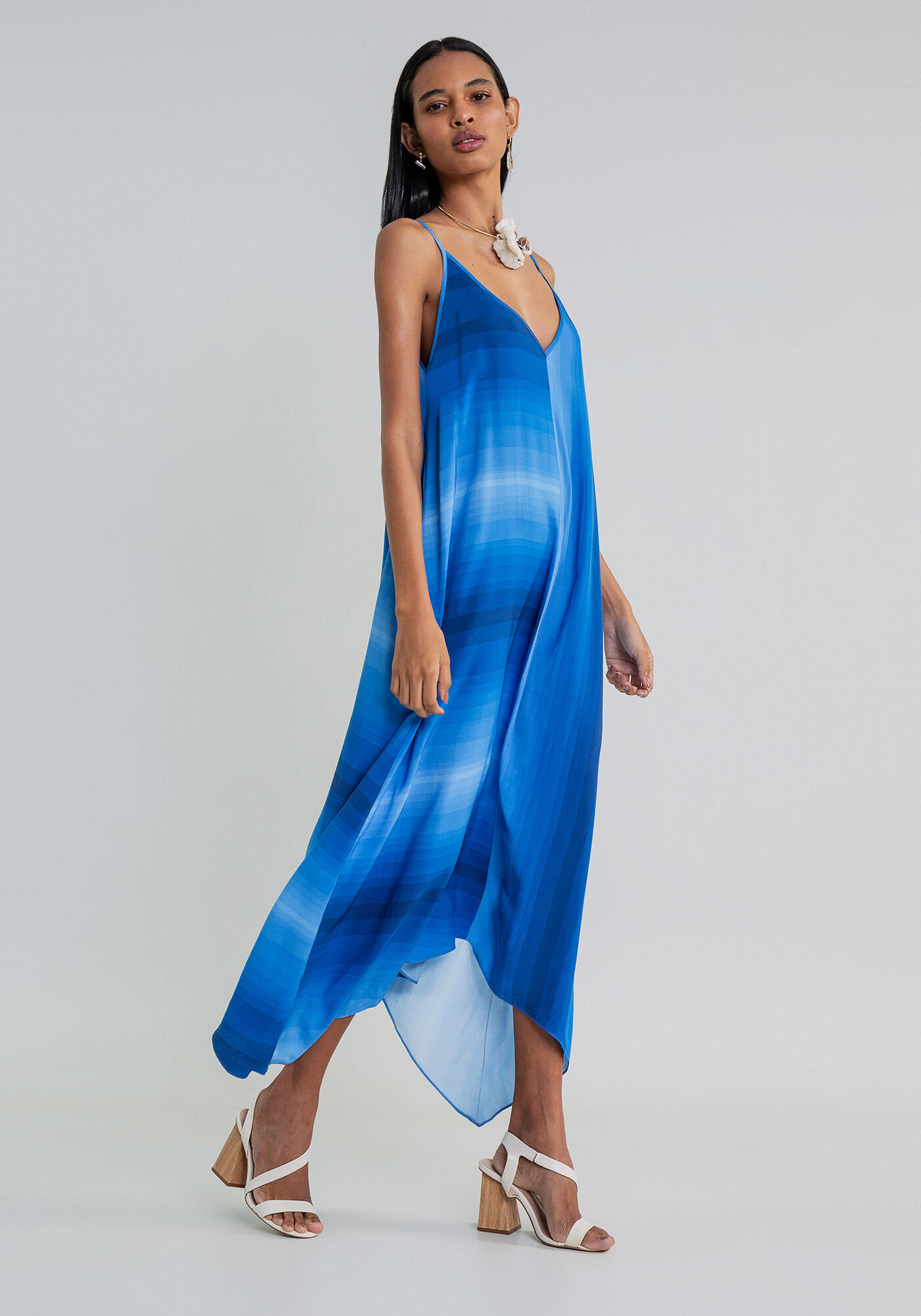 Vestido M&iacute;di Assim&eacute;trico Cinto, , large.