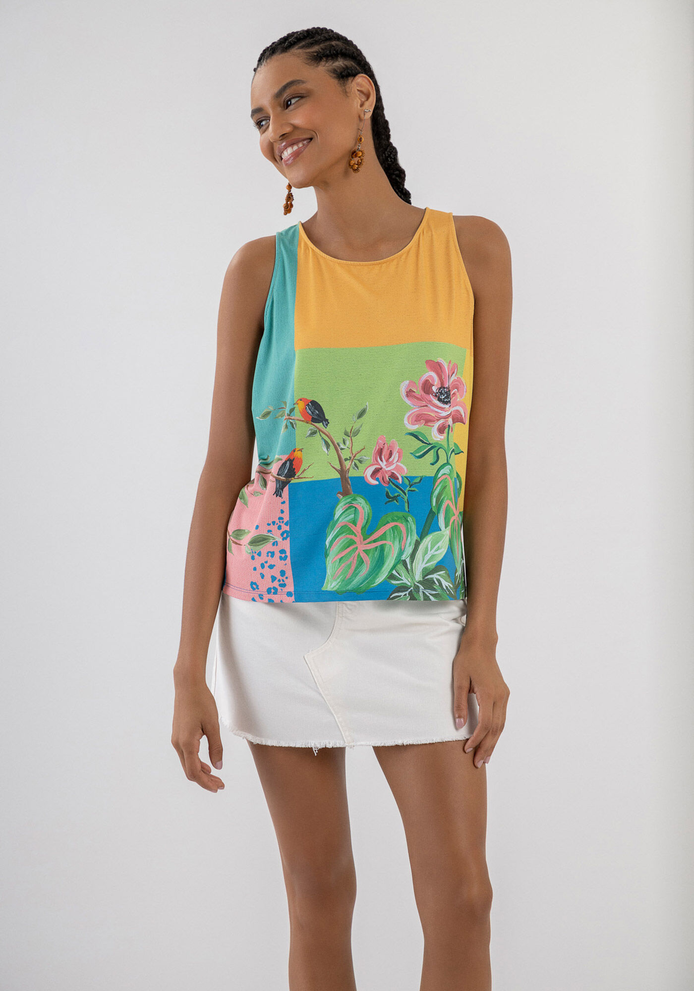 Regata em Malha Aveludada Estampada, , large.