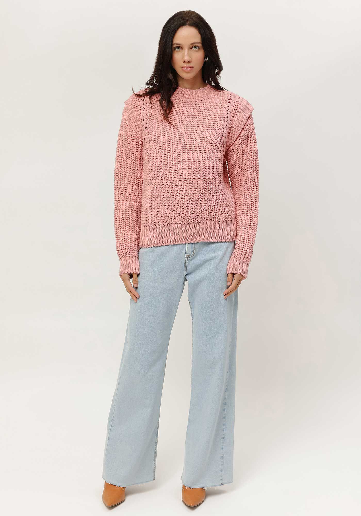 Blus&atilde;o Manga Longa em Tric&ocirc; com Recorte Ombros, SALMAO SENSACAO, large.