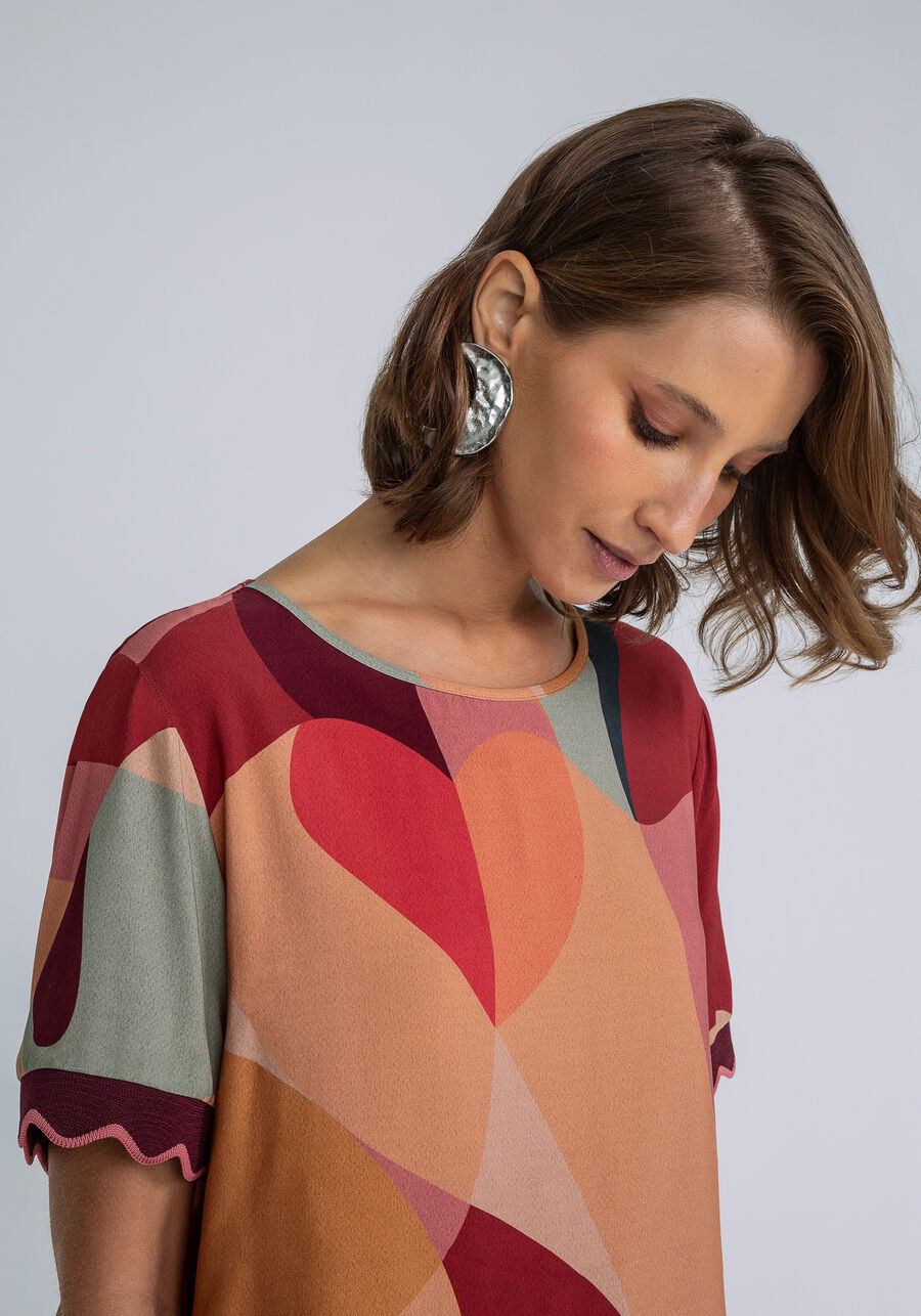 Blusa Detalhe Mangas Estampada, FACES. Blusa Detalhe Mangas Estampada, FACES, large.
