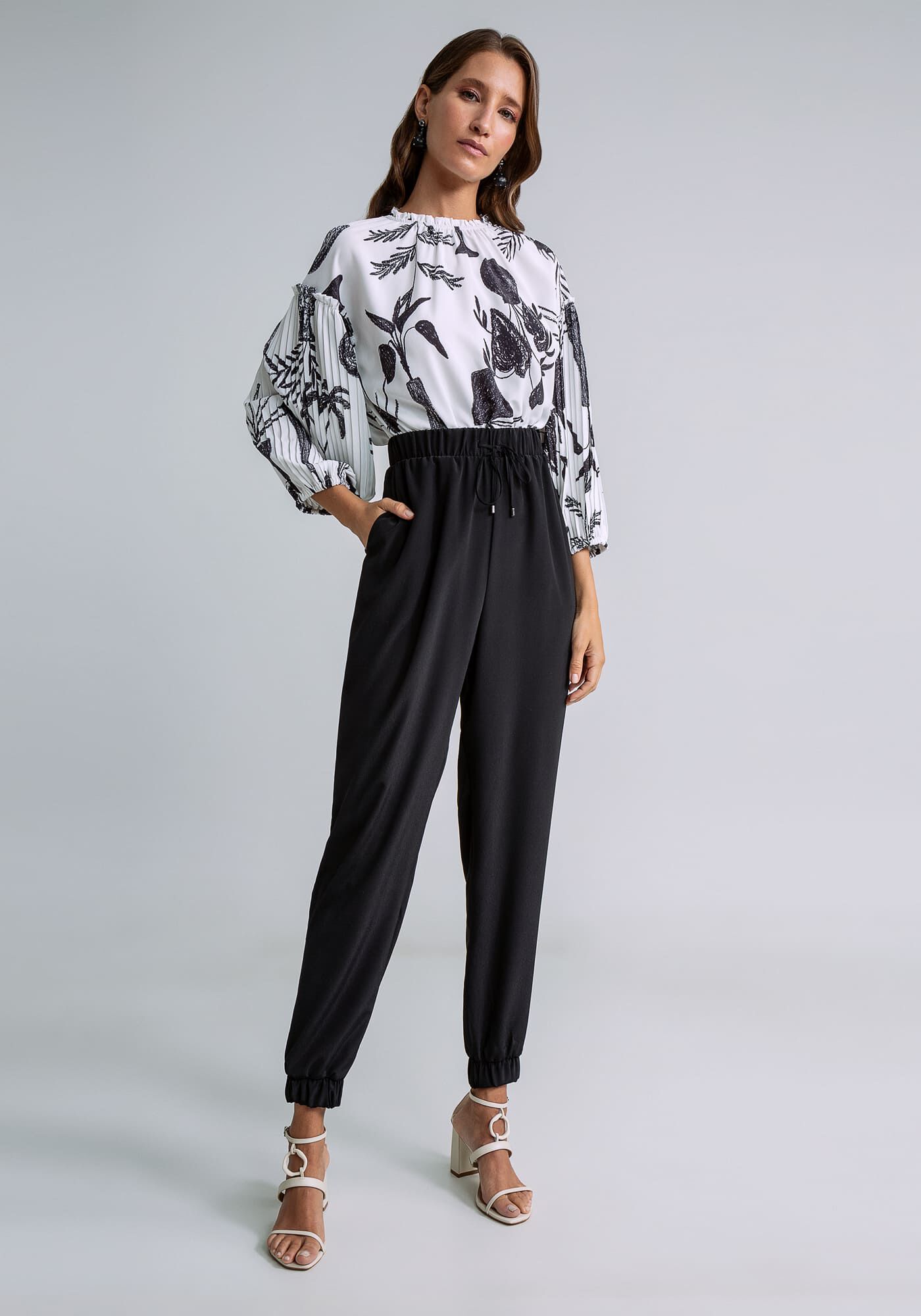 Cal&ccedil;a Jogging Cintura Alta, PRETO, large.