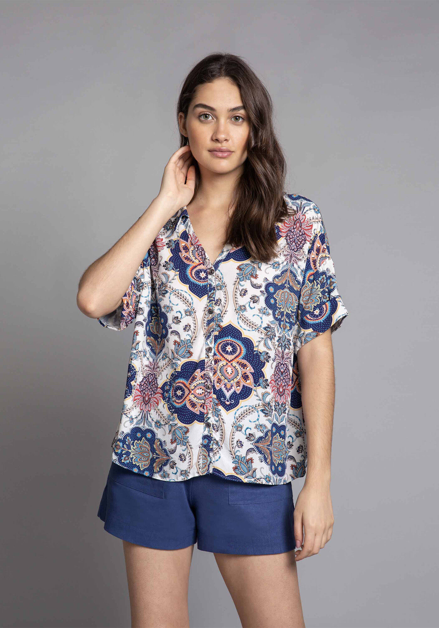 Camisa Manga Curta Estampa, , large.