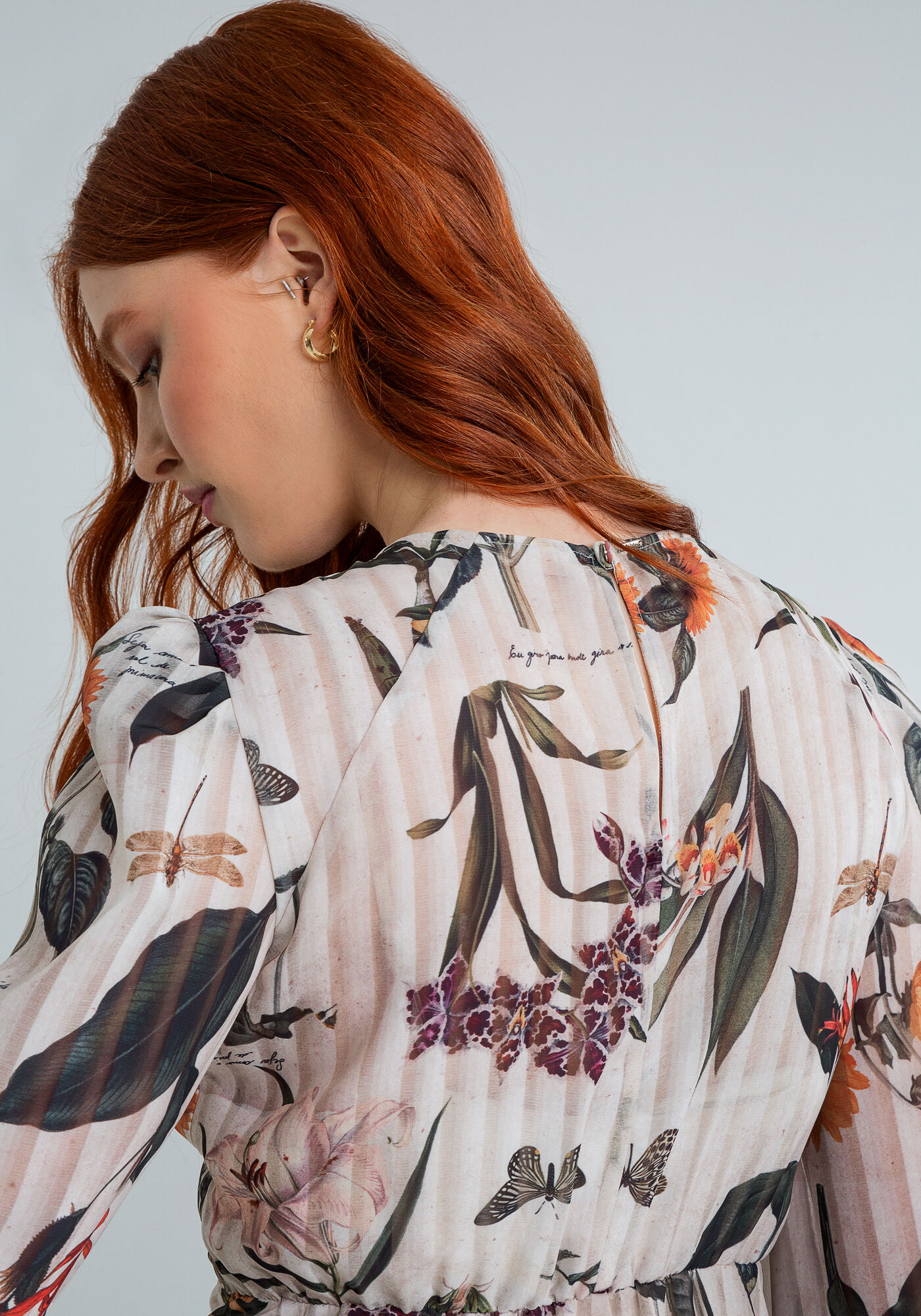 Vestido Manga Longa M&iacute;di Amarra&ccedil;&atilde;o, CARTAS, large.