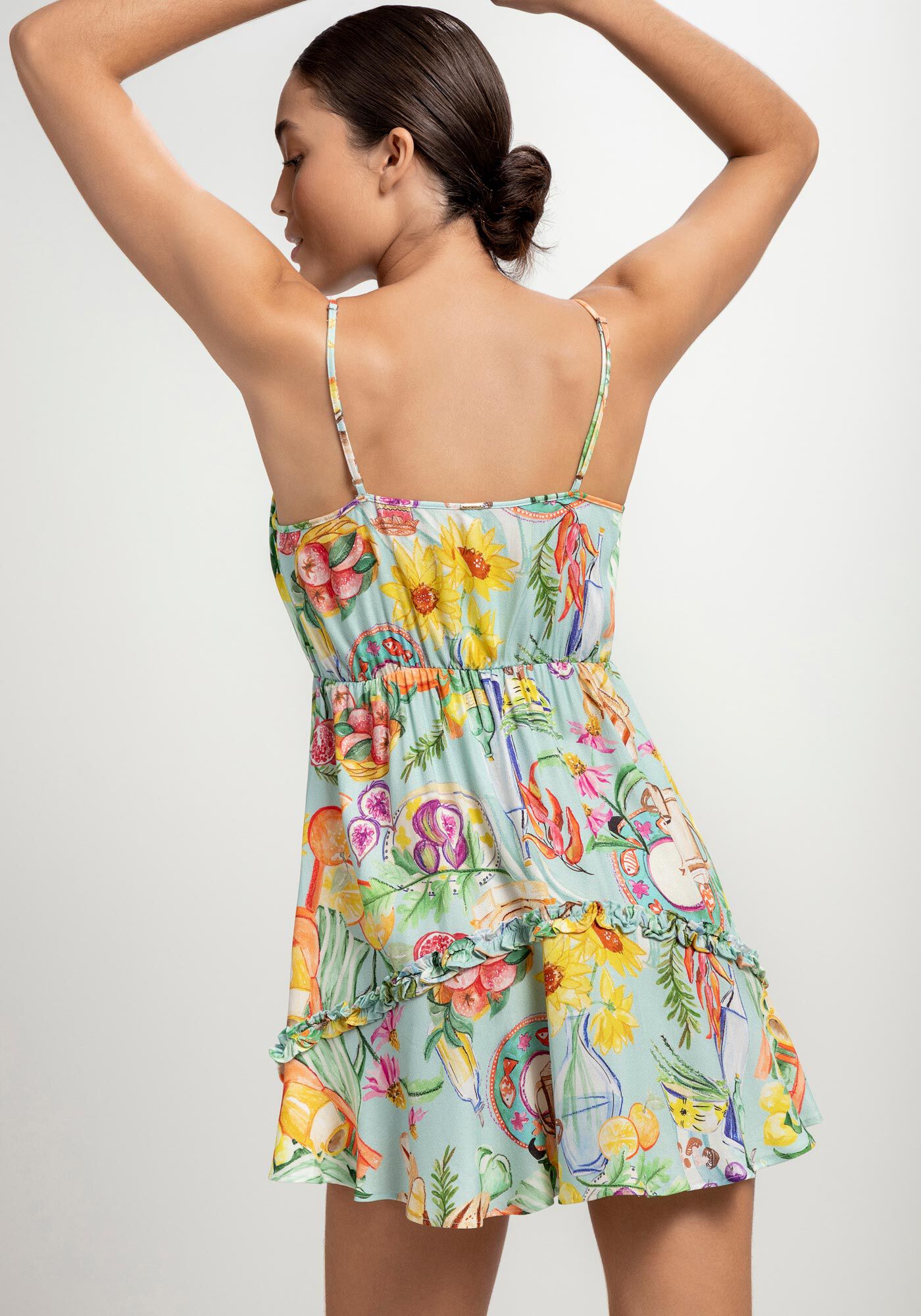 Vestido Curto Evas&ecirc; com Decote Transpassado, DESAYUNO, large.