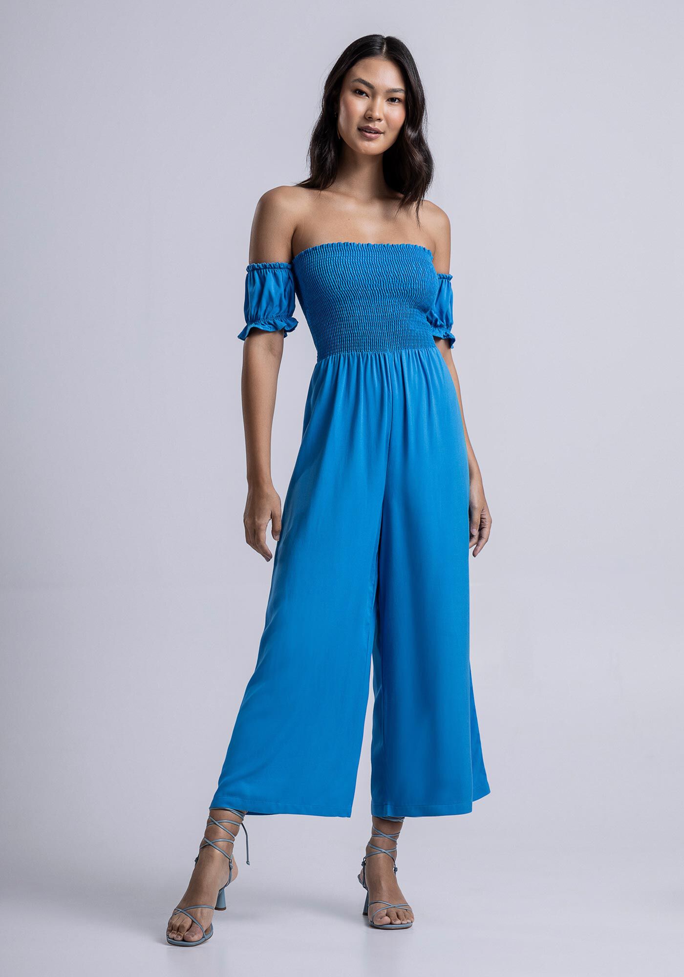 Macac&atilde;o Midi em Viscose Ombro a Ombro Lastex, , large.