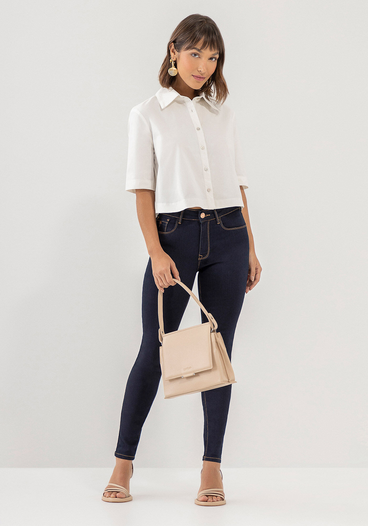 Cal&ccedil;a Jeans Skinny Cintura M&eacute;dia Sustent&aacute;vel, , large.