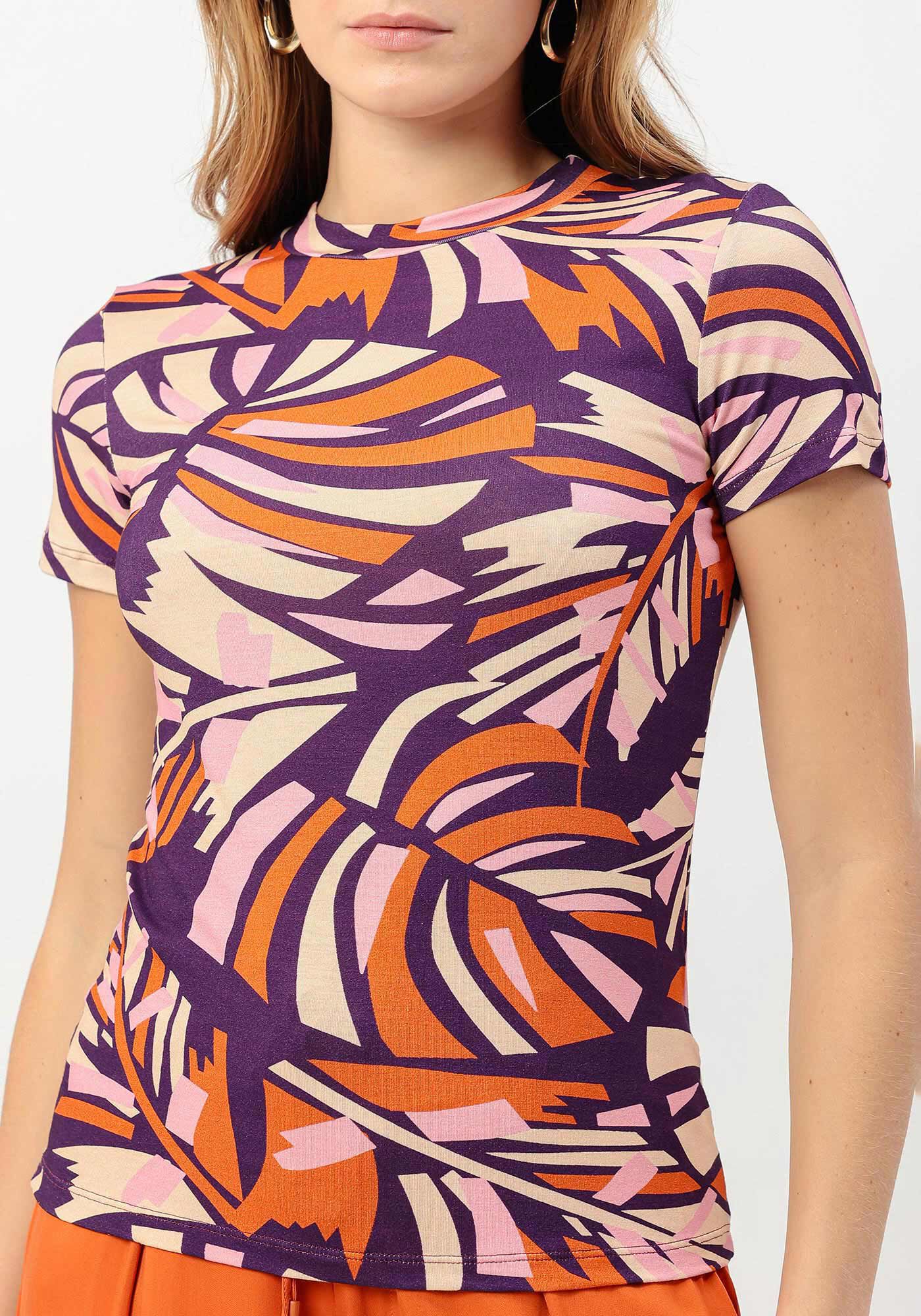 Blusa Estampada em Malha Viscose com Gola, , large.
