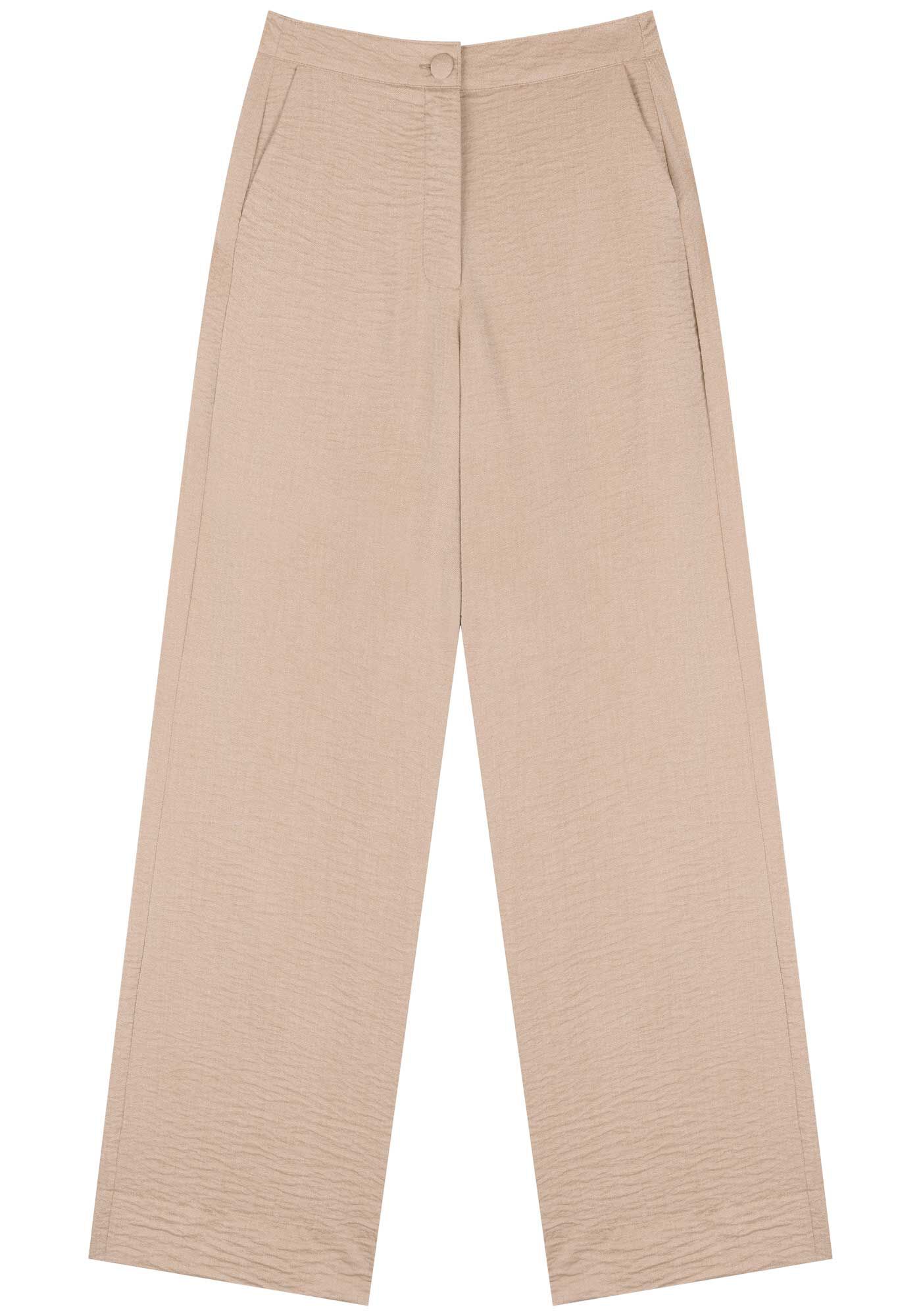 Cal&ccedil;a Reta Com Cintura Alta E Bot&atilde;o Forrado, , large.