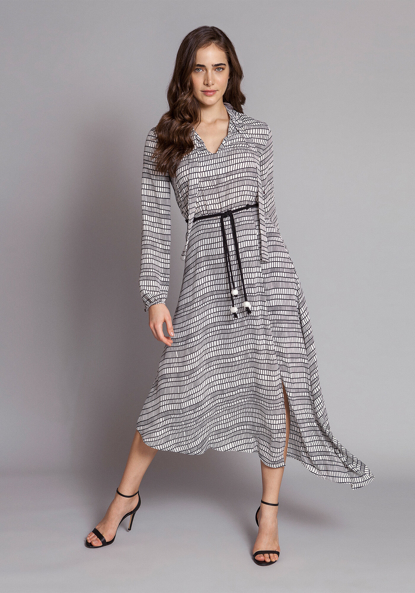 Vestido M&iacute;di Assim&eacute;trico Cinto, , large.