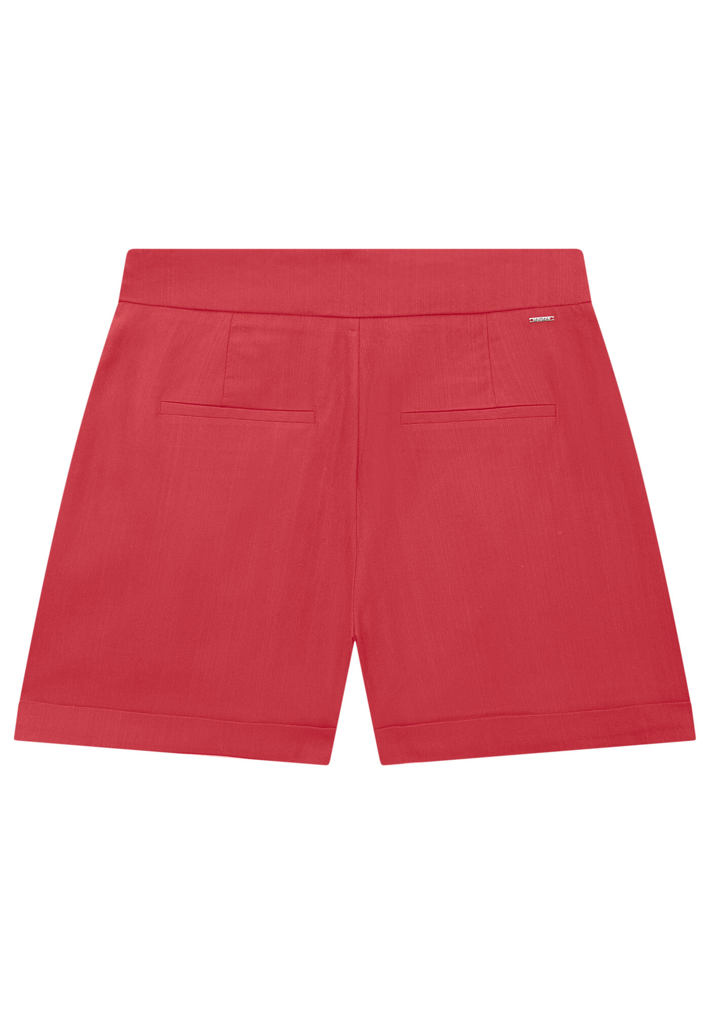 Shorts Cintura M&eacute;dia em Tecido Vast com Bolsos, VERMELHO CARMINE, large.
