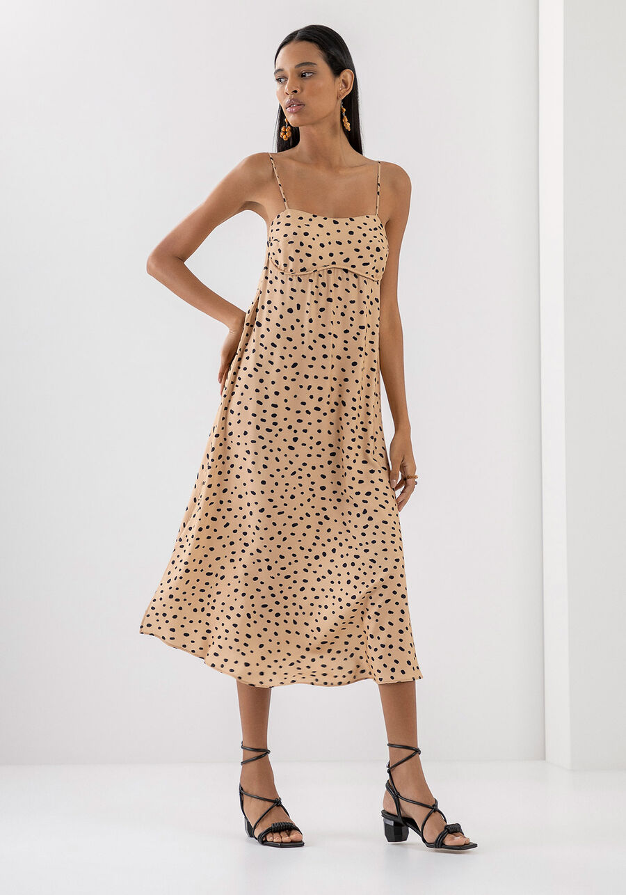 Vestido Midi em Viscose com Recorte Busto e Fenda, . Vestido Midi em Viscose com Recorte Busto e Fenda, , large.