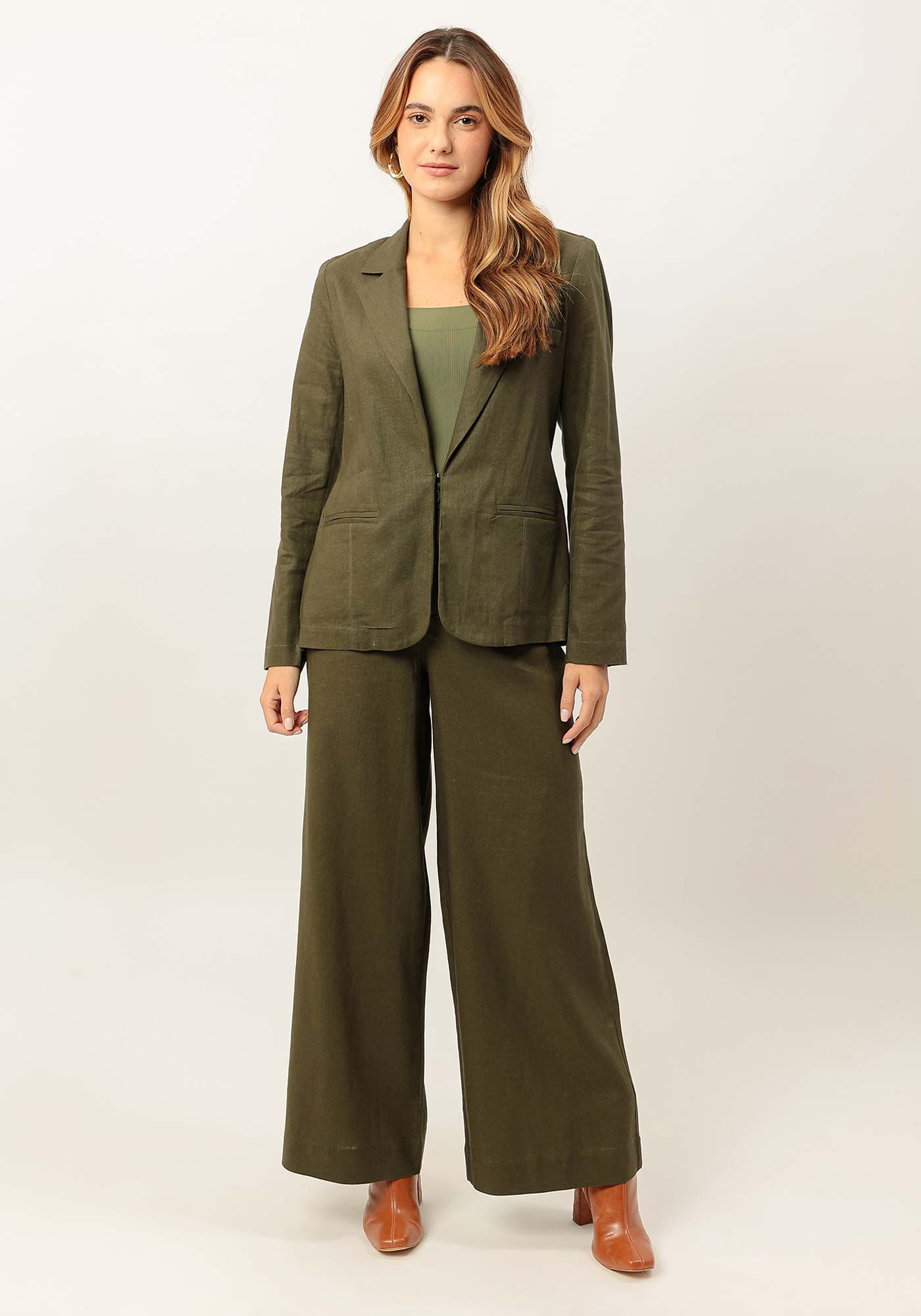 Blazer Alfaiataria em Linho com Bolsos, , large.