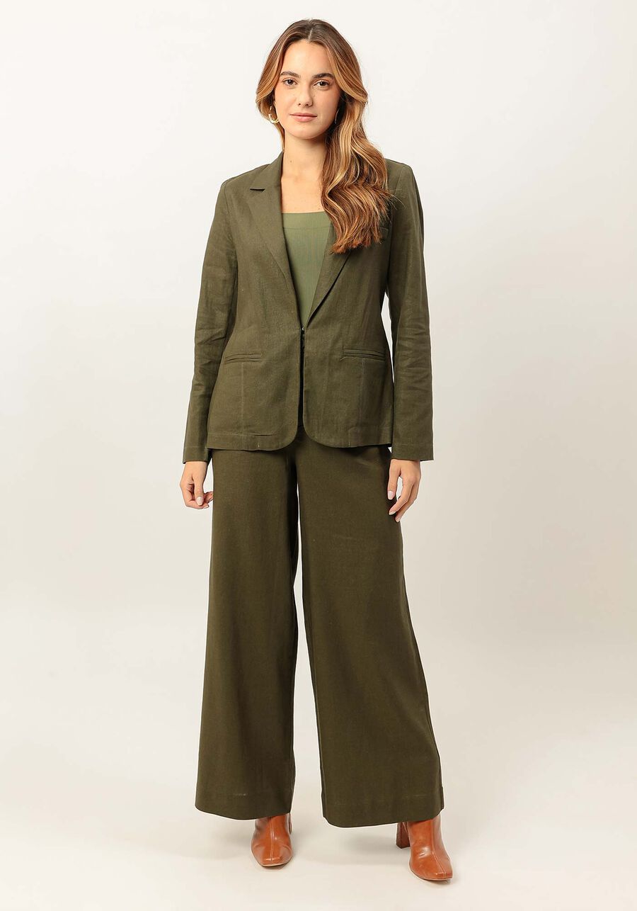 Blazer Alfaiataria em Linho com Bolsos, . Blazer Alfaiataria em Linho com Bolsos, , large.