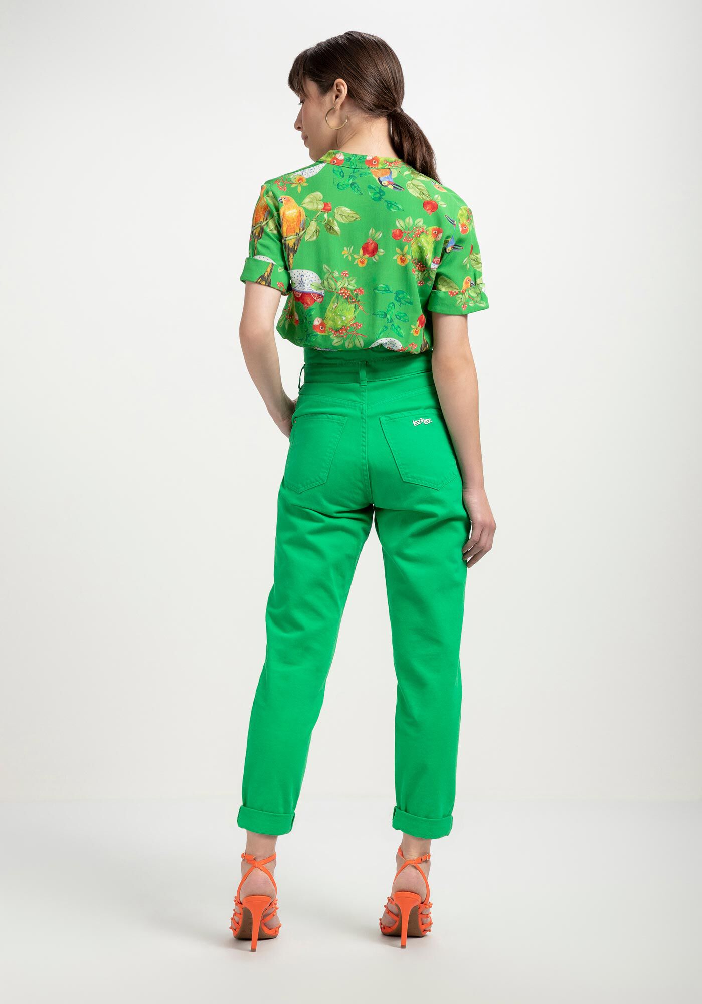 Camisa Cropped Gola Padre em Viscose com La&ccedil;o, , large.