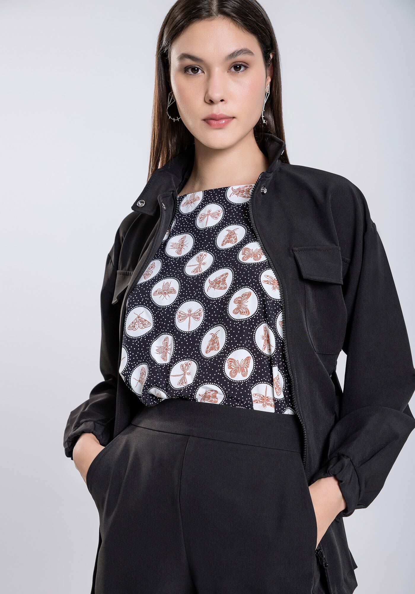 Jaqueta Tecido Petra com Bolsos e Faixa, , large.