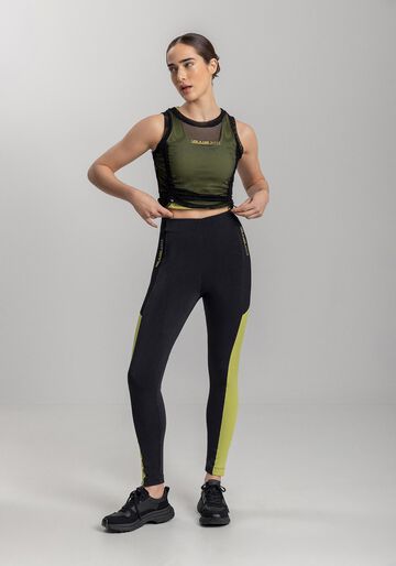 Blusa Cropped De Alças Com Tela E Elástico Regulável Move, PRETO. Blusa Cropped De Alças Com Tela E Elástico Regulável Move, PRETO, large.