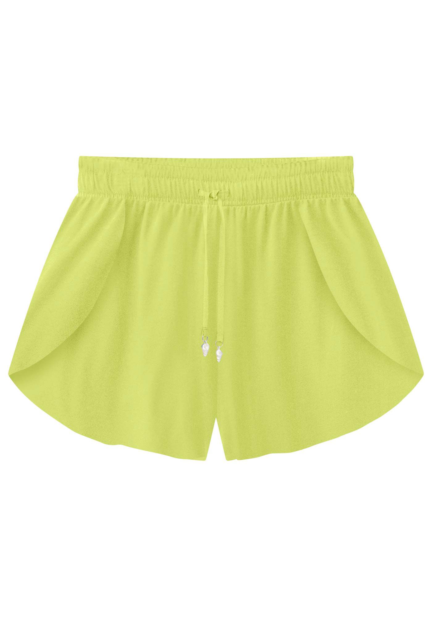Shorts Sa&iacute;da de Praia em Viscose Estampado, VERDE NINFA, large.