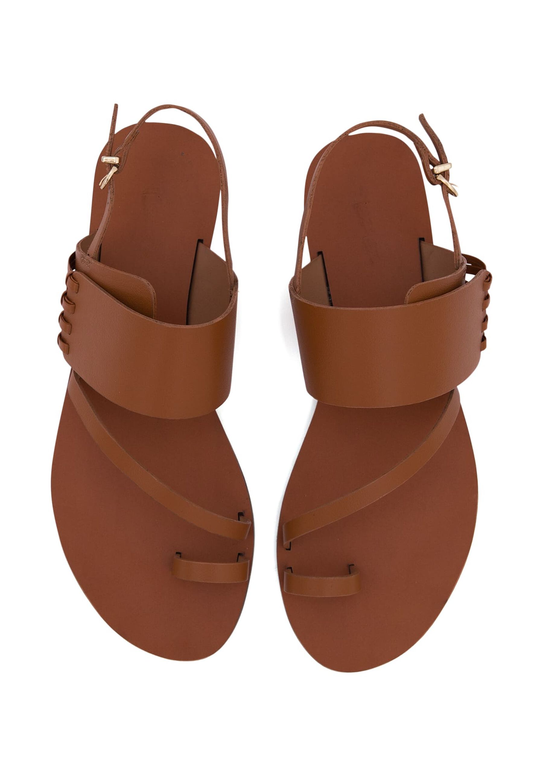 Rasteira Sandália em Couro Minimal, MARROM MUSTANG. Rasteira Sandália em Couro Minimal, MARROM MUSTANG, large.