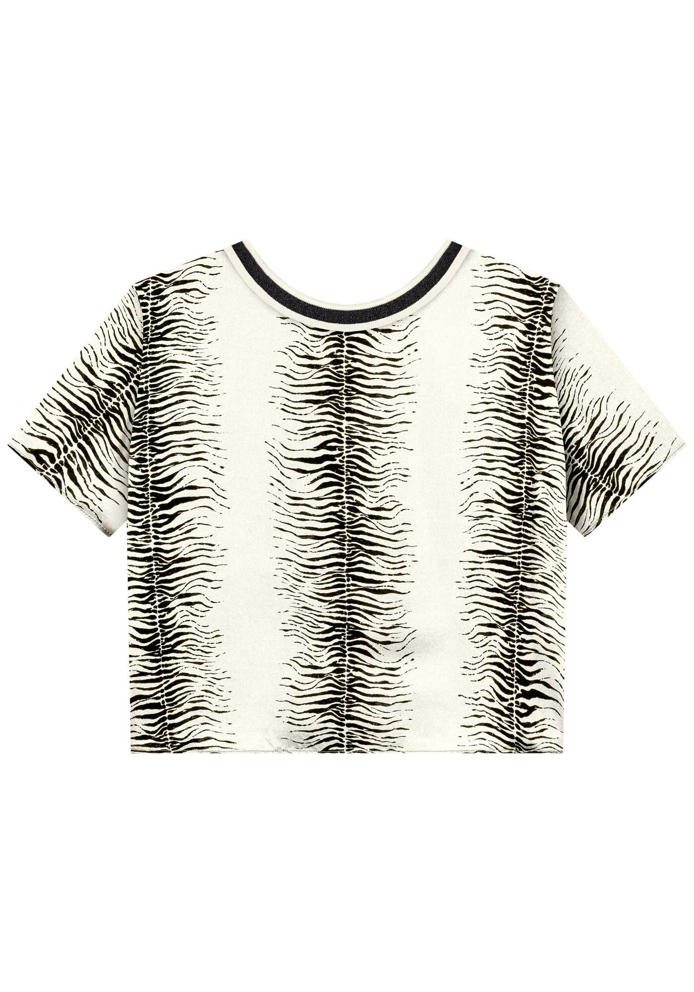 Blusa Curta Estampada Com Gola Em Retil&iacute;nea, , large.