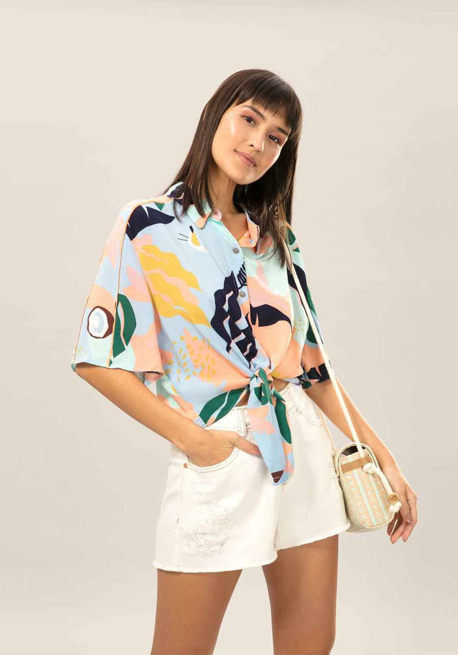 Camisa Cropped Com Amarração Estampa  Ventura, . Camisa Cropped Com Amarração Estampa  Ventura, , large.