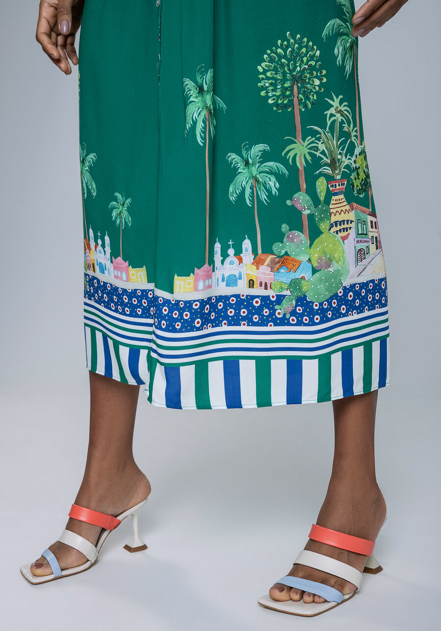 Vestido Mangas 3/4 Midi em Viscose Amplo, FESTA DE RUA. Vestido Mangas 3/4 Midi em Viscose Amplo, FESTA DE RUA, large.