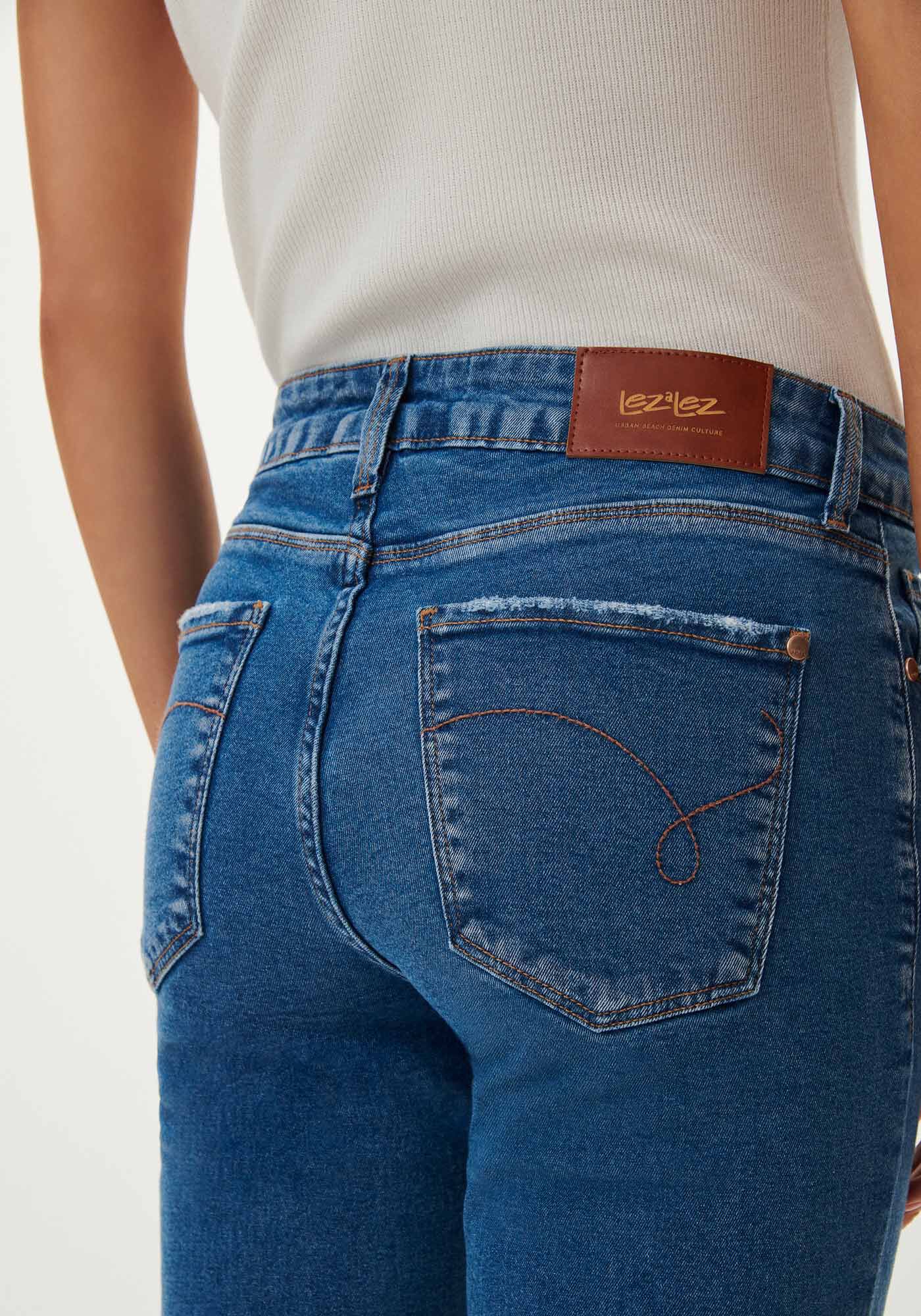 Cal&ccedil;a Jeans Skinny Cropped com Cintura M&eacute;dia, JEANS, large.