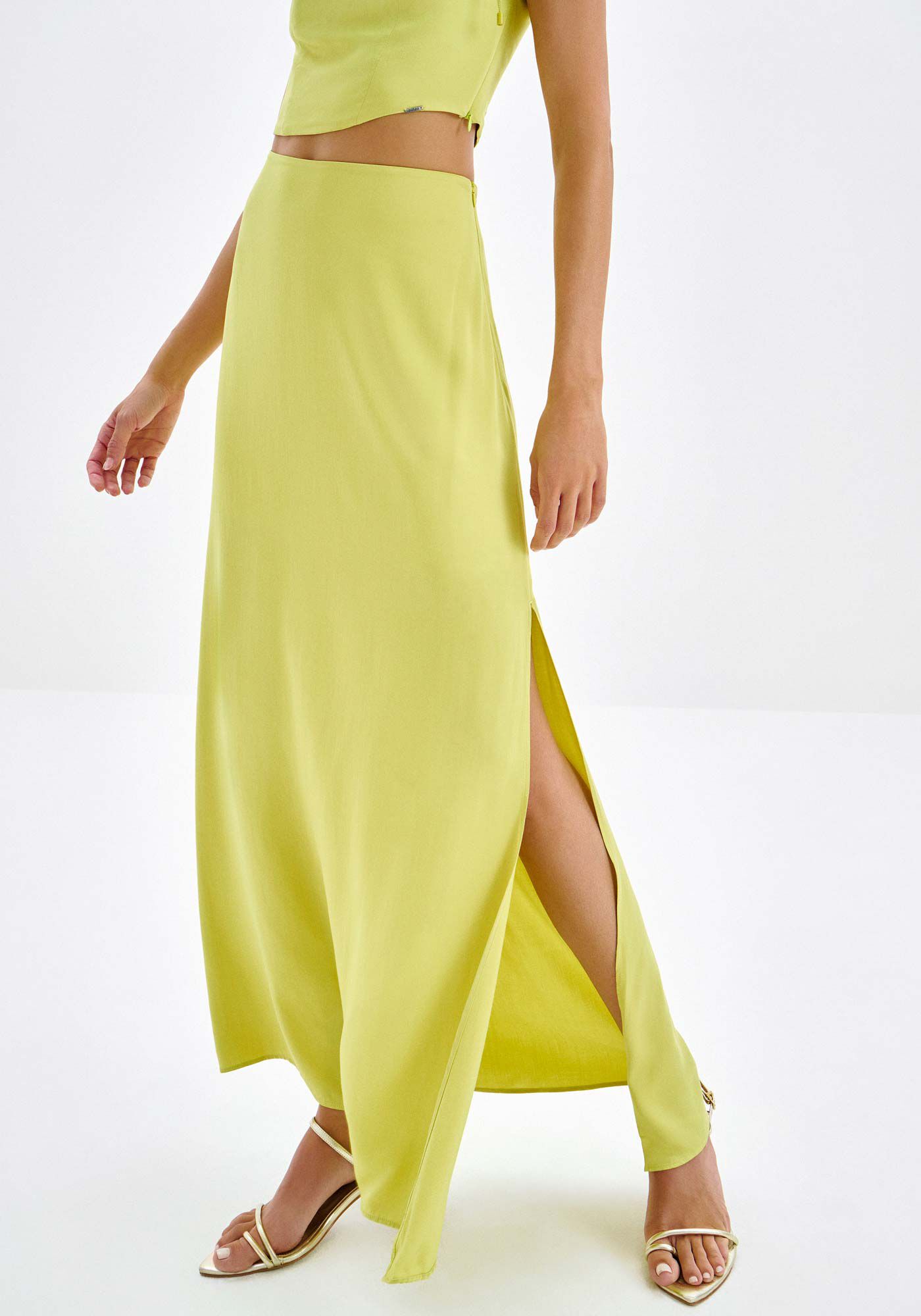 Saia Longa Reta Slim com Fenda, VERDE PING, large.