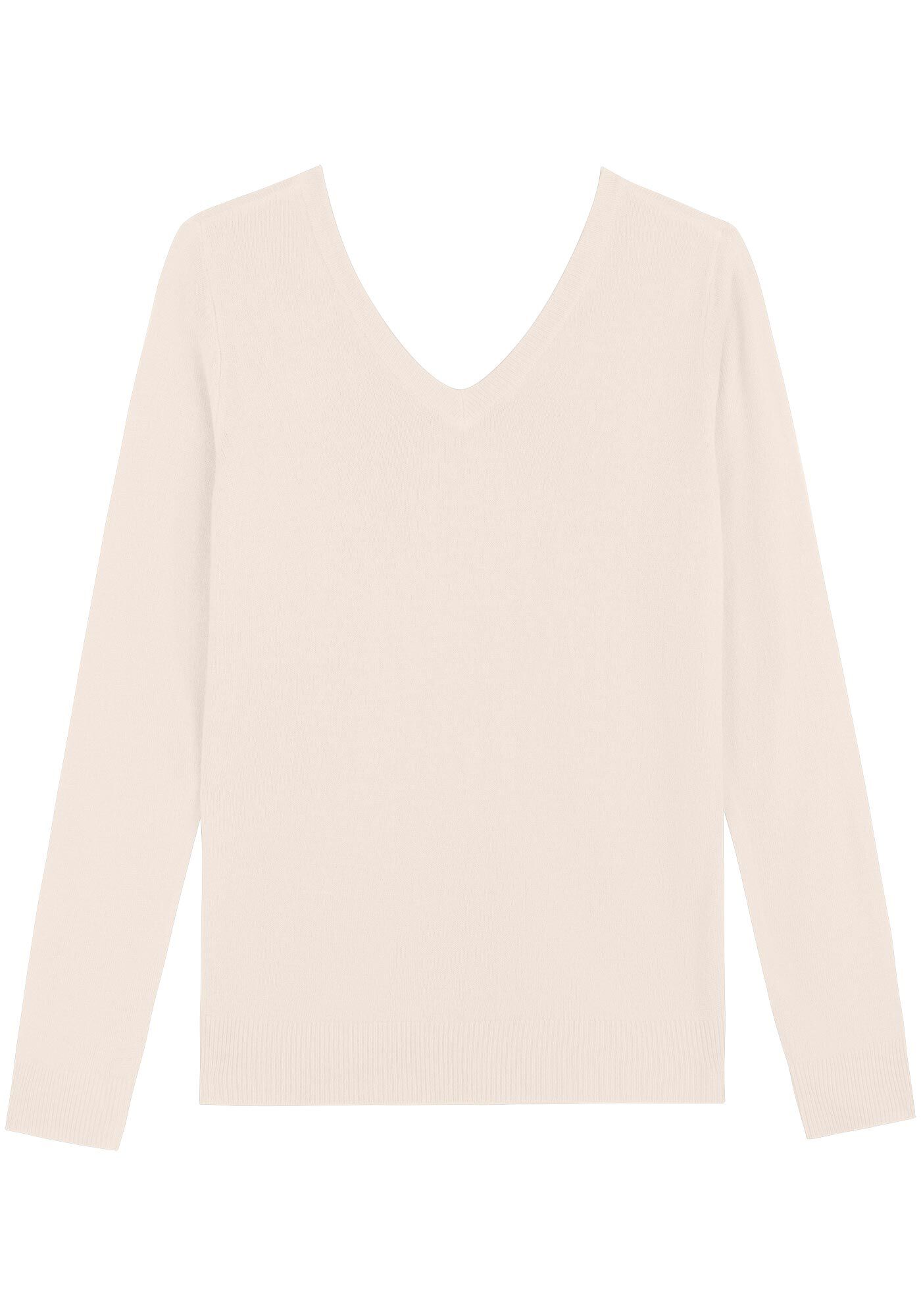 Blusa B&aacute;sica De Mangas Longas Com Gola V Em Malha De Tric&ocirc;, , large.