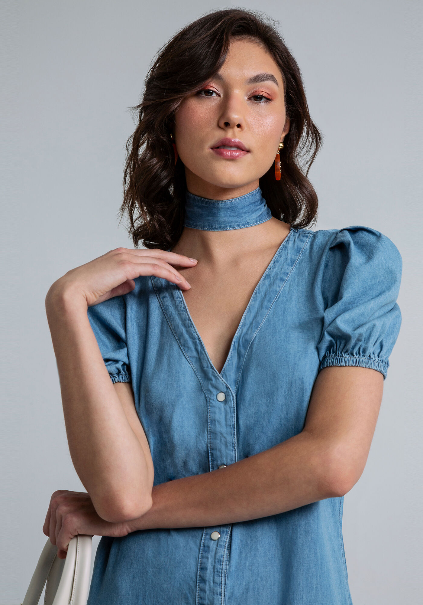 Macac&atilde;o Curto Manga Bufante, JEANS, large.