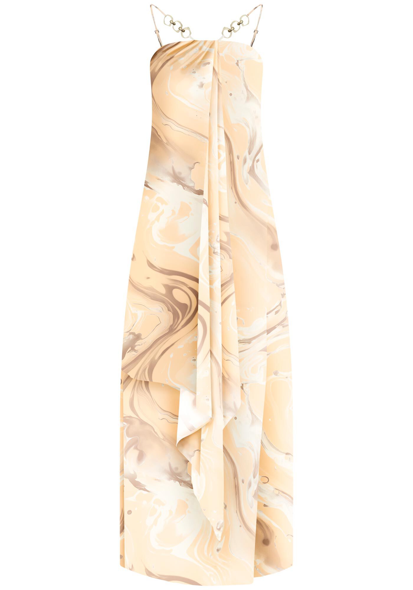 Vestido Longo Estampado com Detalhe Al&ccedil;as, , large.