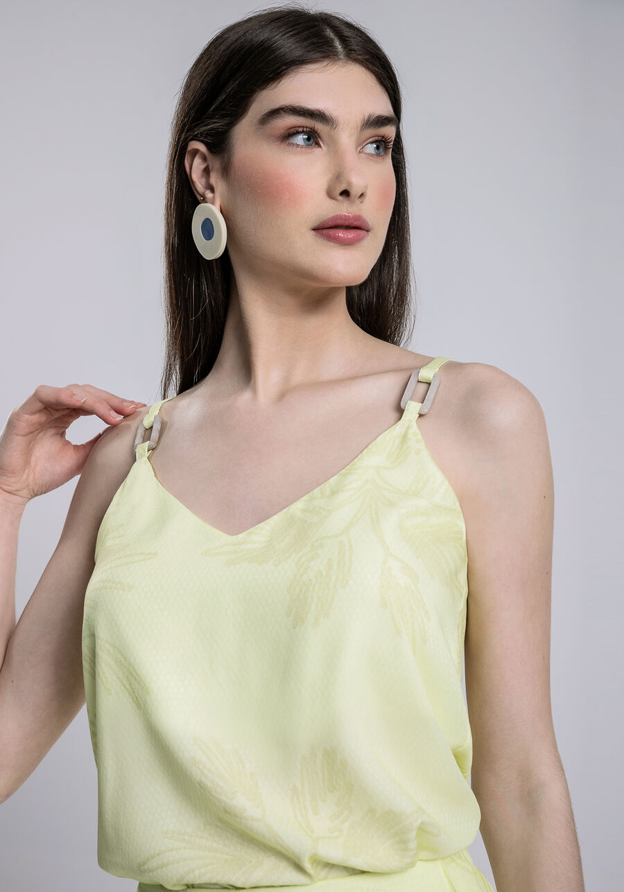 Blusa com Alças Viscose Estampada, DENDE. Blusa com Alças Viscose Estampada, DENDE, large.