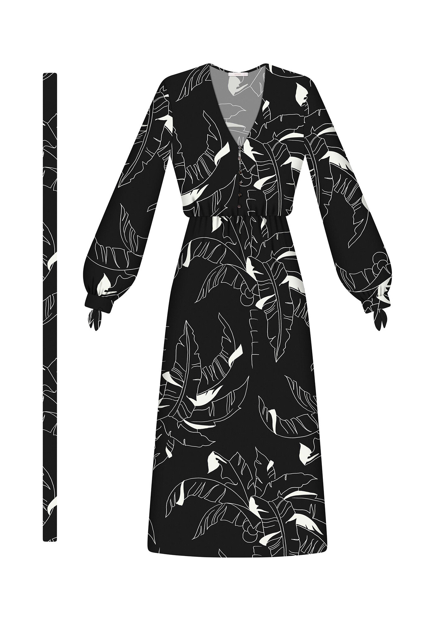 Vestido Longo com Cinto Estampa, , large.