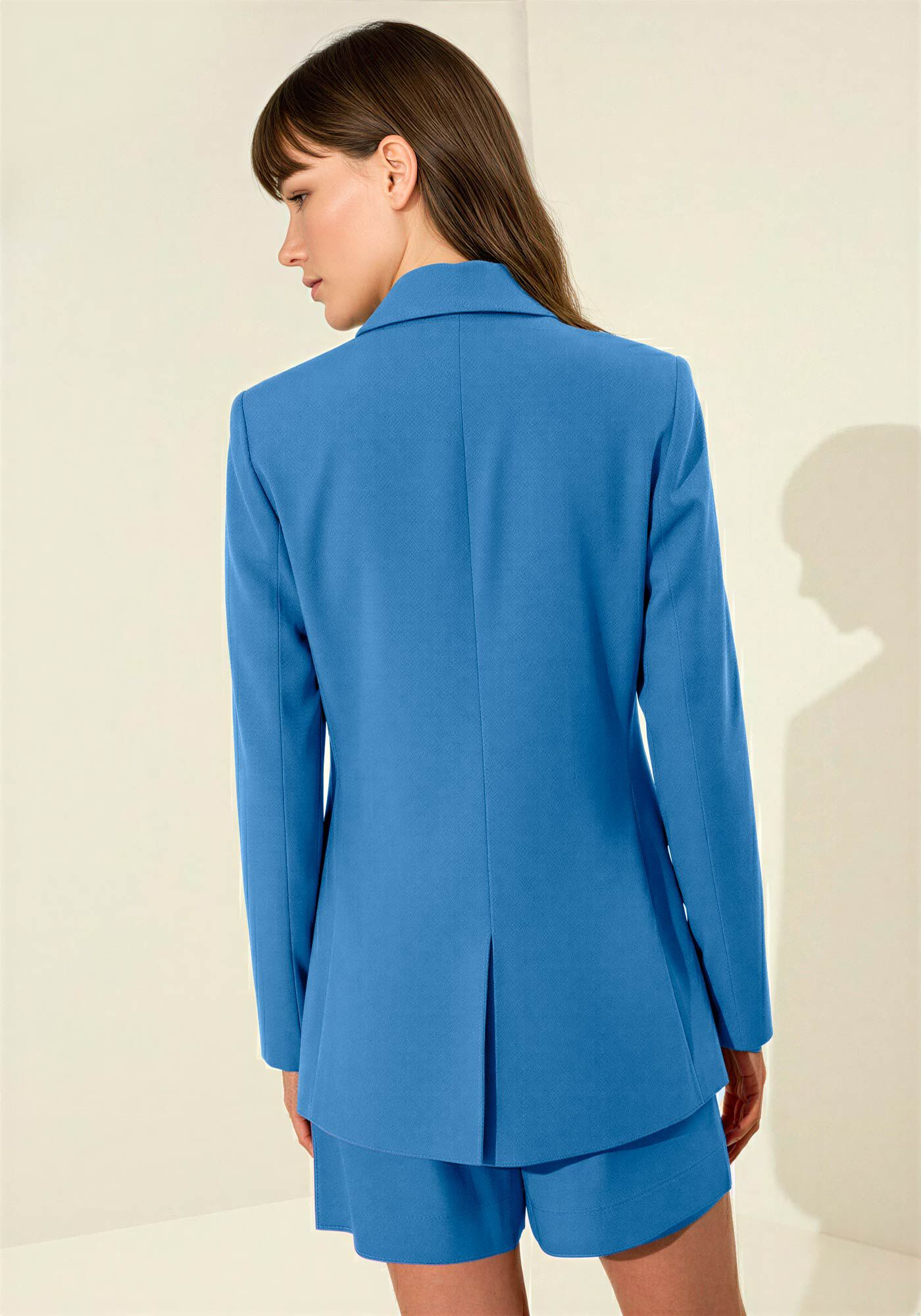 Blazer De Mangas Longas Com Lapelas E Bot&otilde;es Forrados, AZUL GOLFINHO, large.