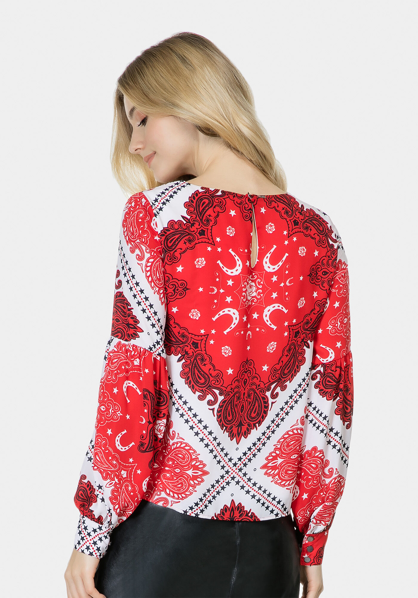 Blusa Manga Longa Estampada Tecido, , large.