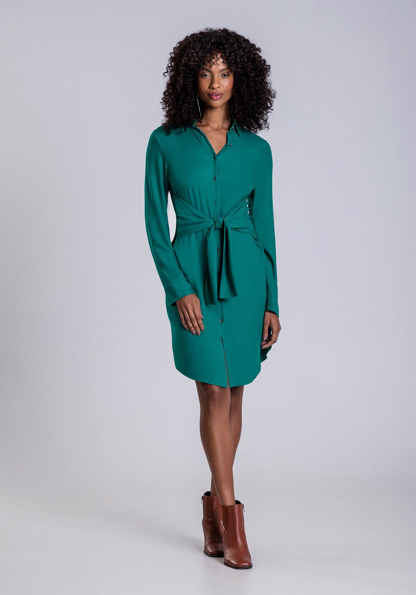 Vestido midi store chemise