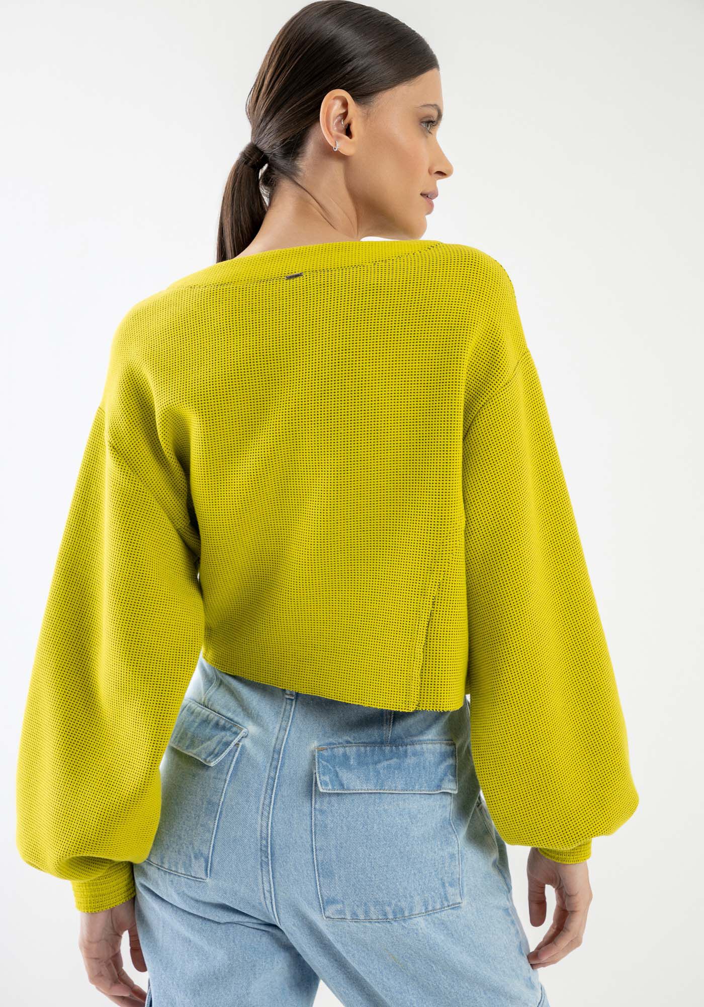 Blus&atilde;o Oversized Cropped Minimal com Textura, , large.