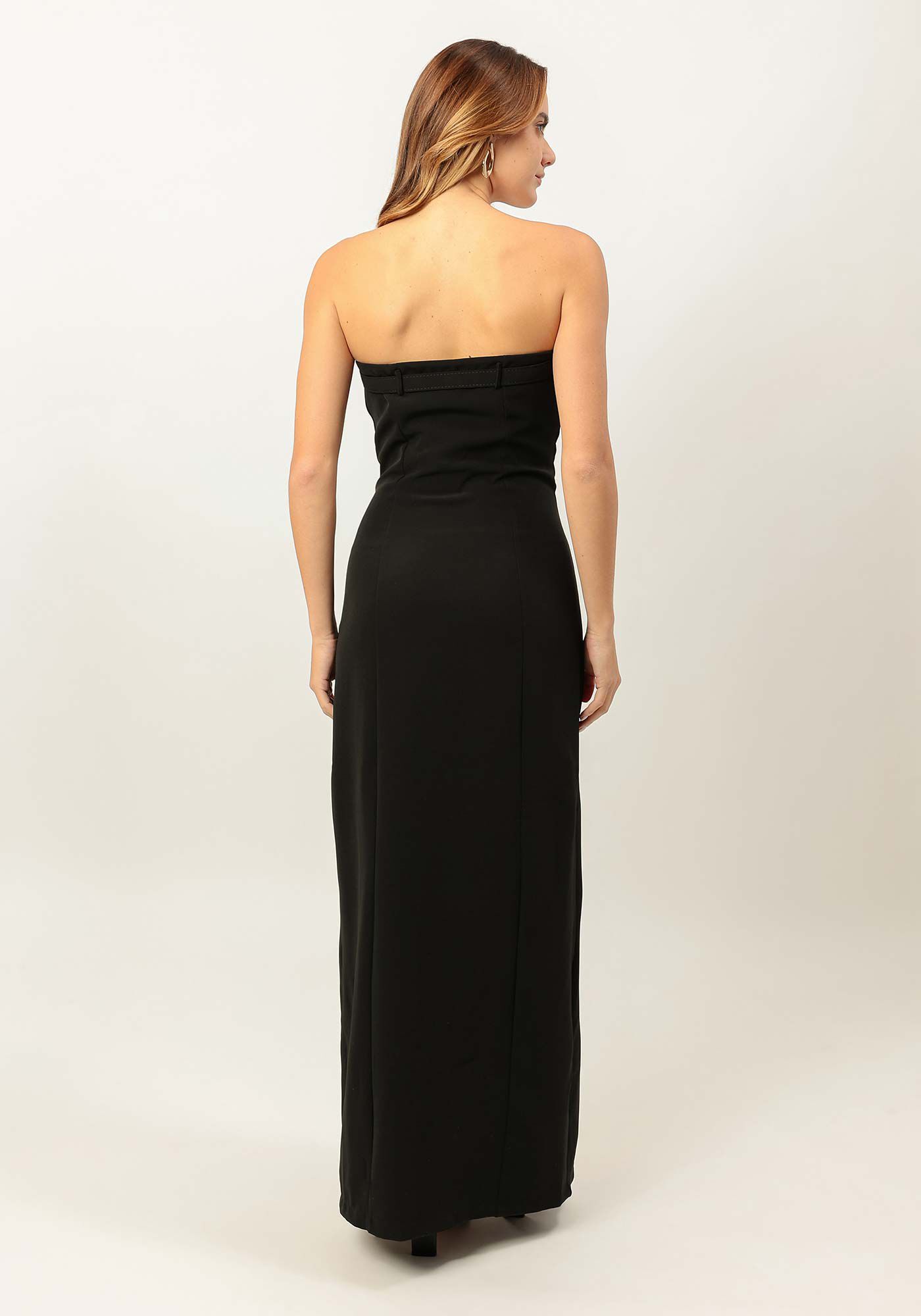 Vestido Longo com Cinto Decote, , large.