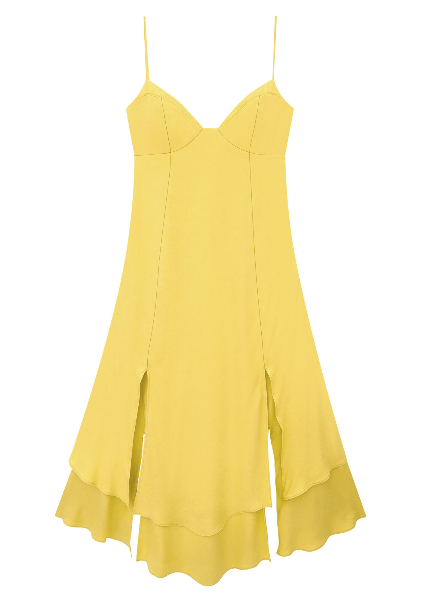 Vestido Midi em Viscose com Fendas Sobrepostas, , large.