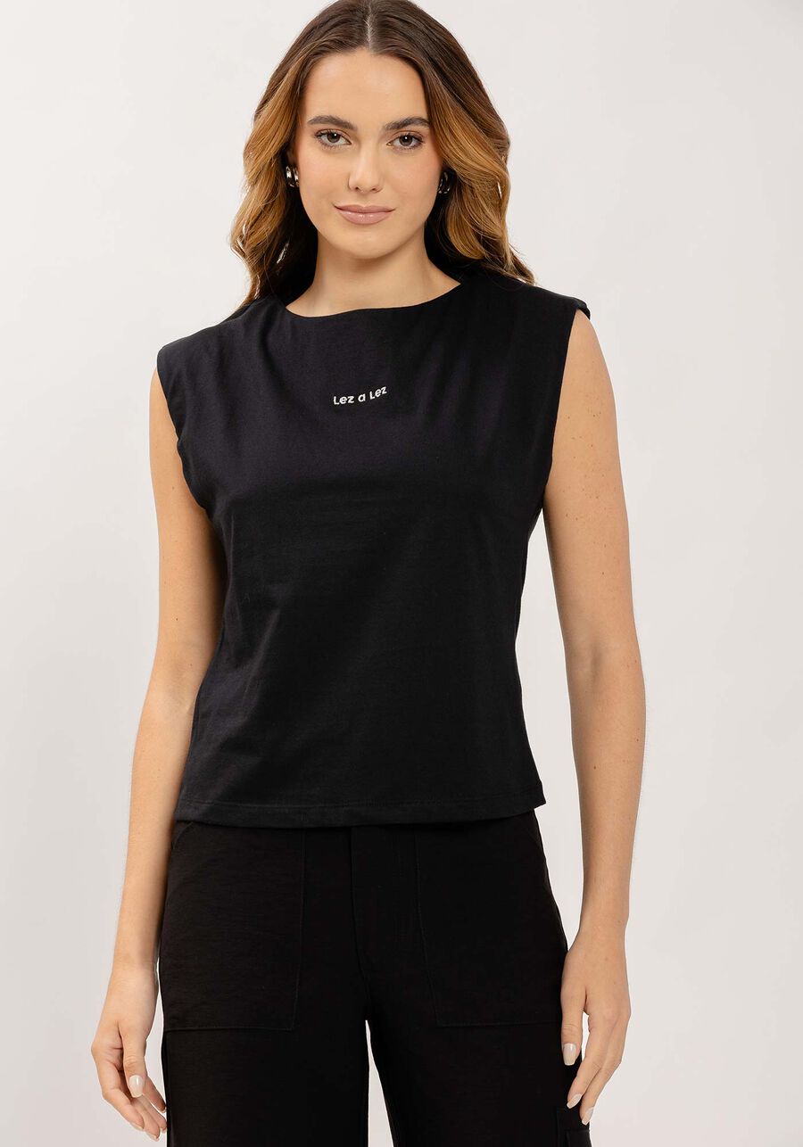 T-shirt Muscle Tee em Malha com Bordado Lurex, . T-shirt Muscle Tee em Malha com Bordado Lurex, , large.