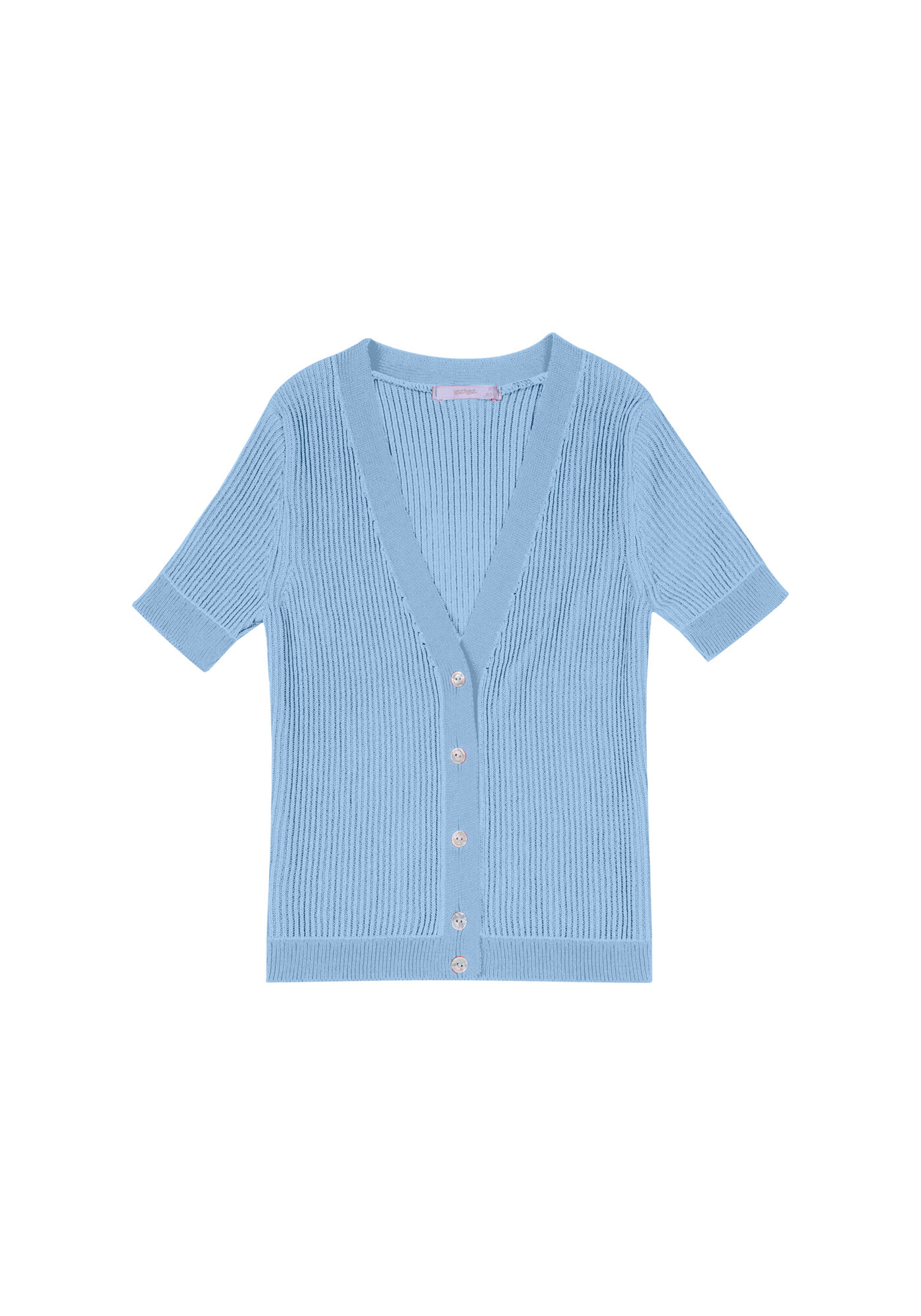 Blusa Cropped Bot&otilde;es Tric&ocirc;, AZUL, large.