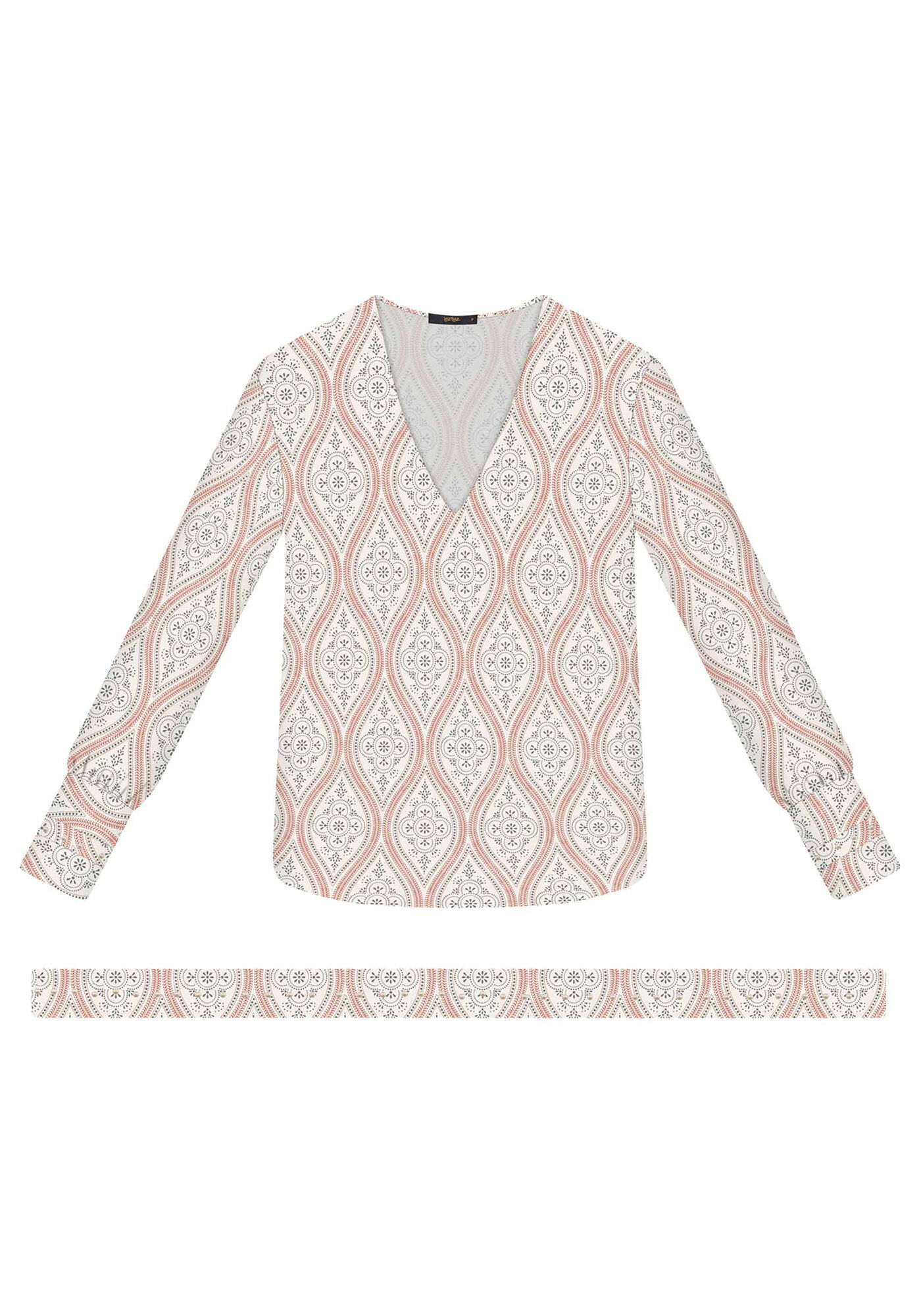 Blusa Manga Longa Tecido com Faixa, , large.