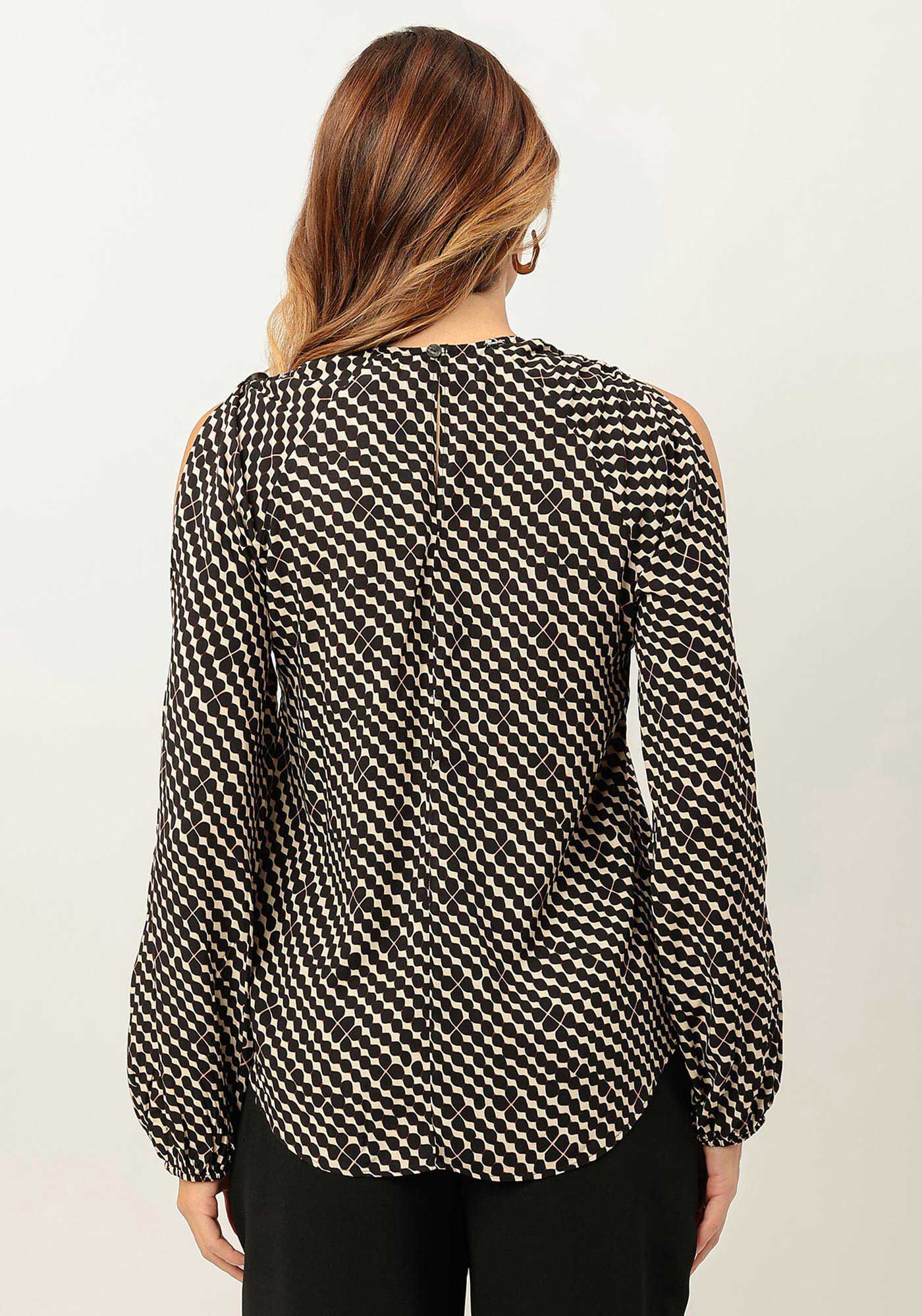 Blusa Manga Longa Estampa com Recorte Ombros, , large.