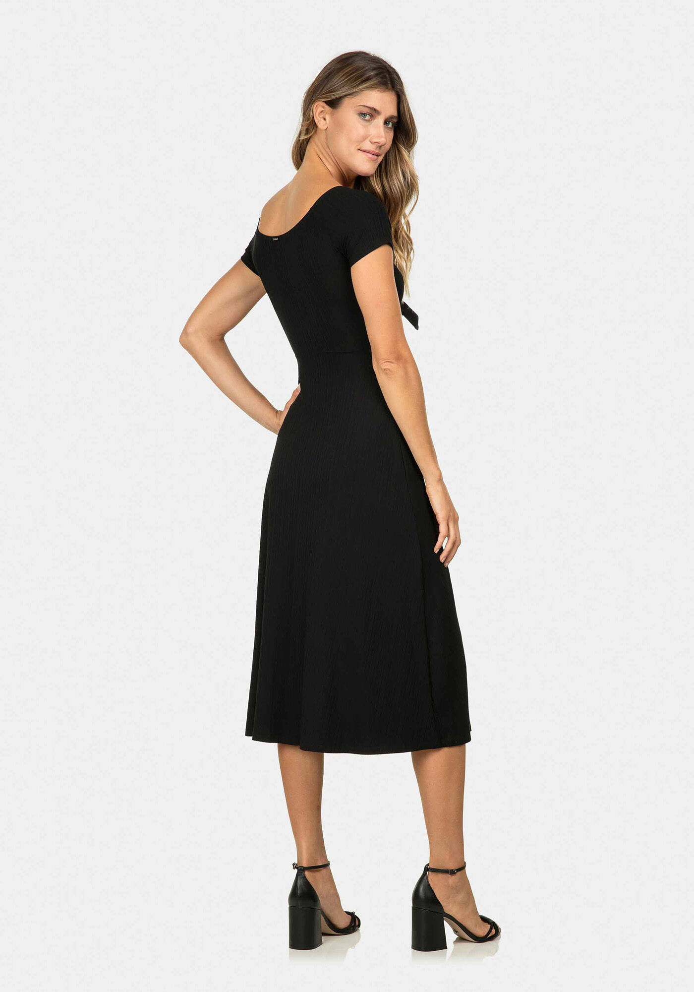 Vestido M&iacute;di Amarra&ccedil;&atilde;o Amarelo Caramelo, , large.