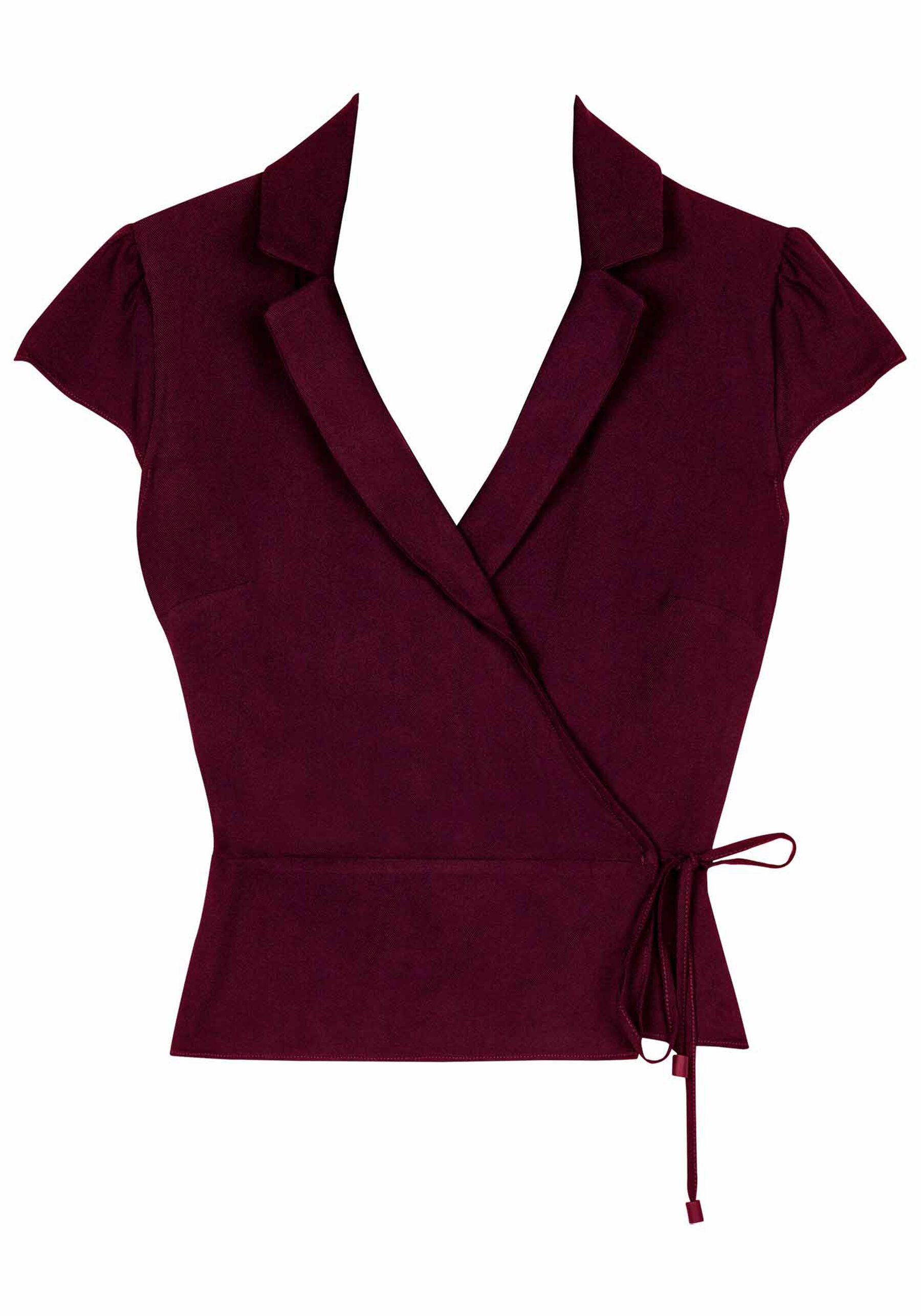 Blusa Transpassada em Viscose com Gola, . Blusa Transpassada em Viscose com Gola, , large.