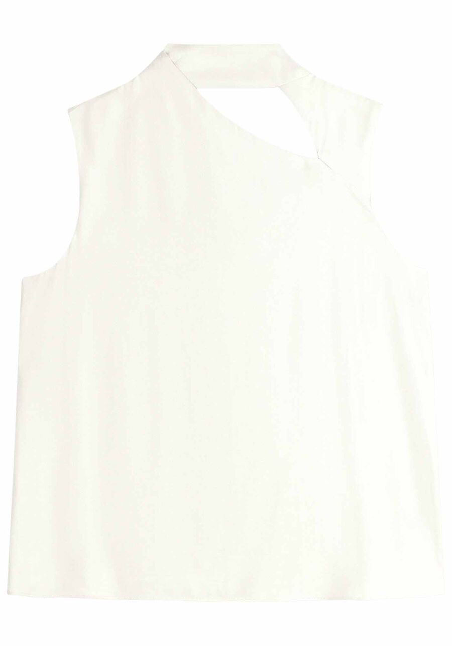 Blusa em Viscose com Cut e Laço Gola, . Blusa em Viscose com Cut e Laço Gola, , large.