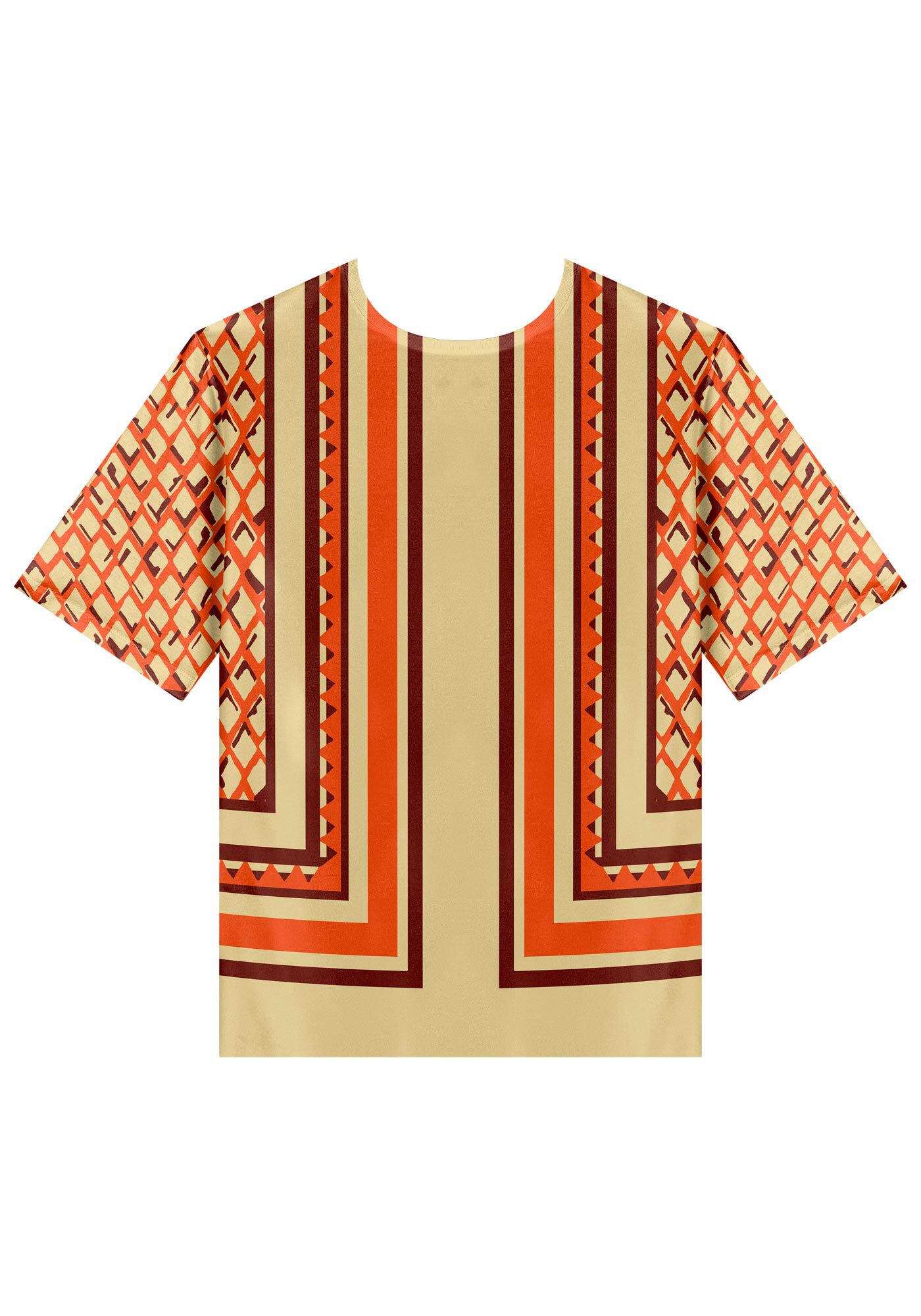 Blusa Em Algod&atilde;o Com Mangas M&eacute;dias E Estampa Localizada, LARANJA TOMILHO, large.