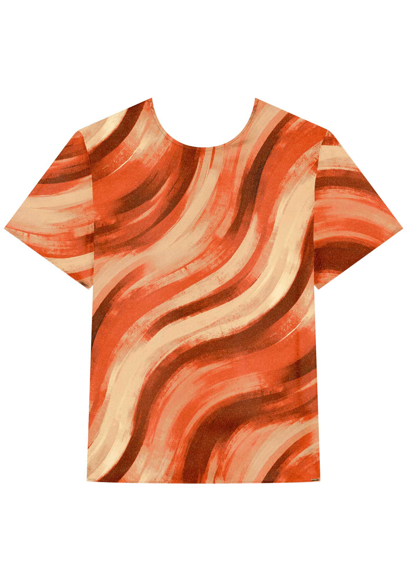 Blusa Estampada De Manga Curta Em Viscose Respons&aacute;vel, , large.