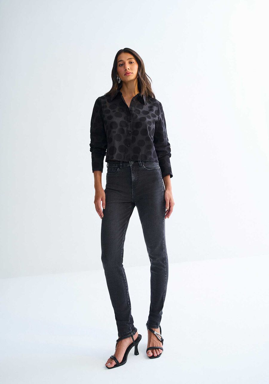Calça Jeans Skinny Preta Perfect com Cintura Alta, . Calça Jeans Skinny Preta Perfect com Cintura Alta, , large.
